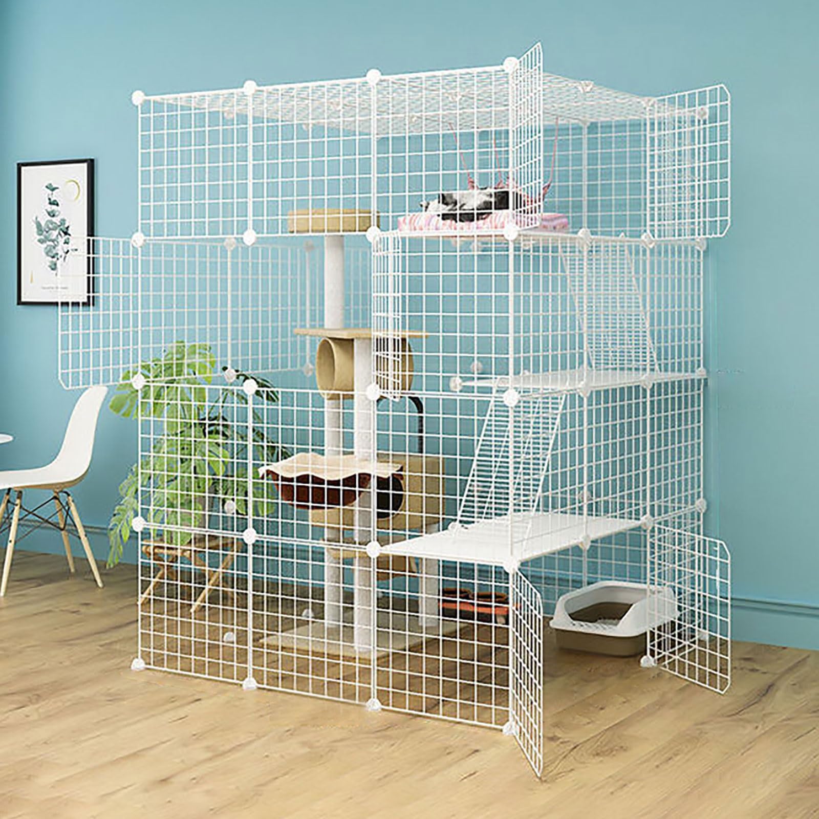 Cage pour chat intérieur sécurisée contre les bêtises 219cm