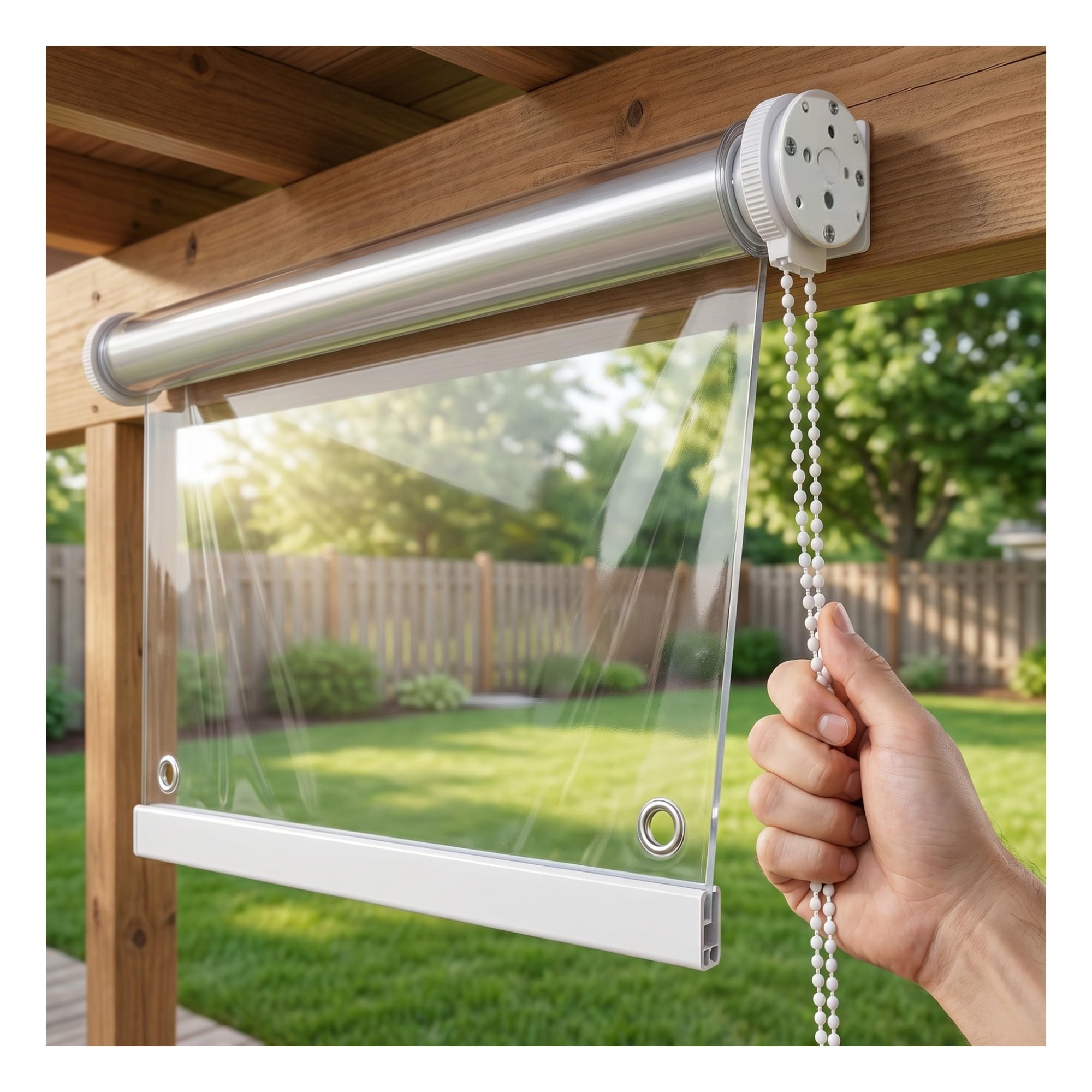 Outdoor Waterproof roll up Shades, Clear Vinyl roll up Porch Curtains, Transparent PVC Plastic Roller Blind Shade,Windproof/Dustproof, with eyelets(W100*H160cm/W39.37*H62.9in)