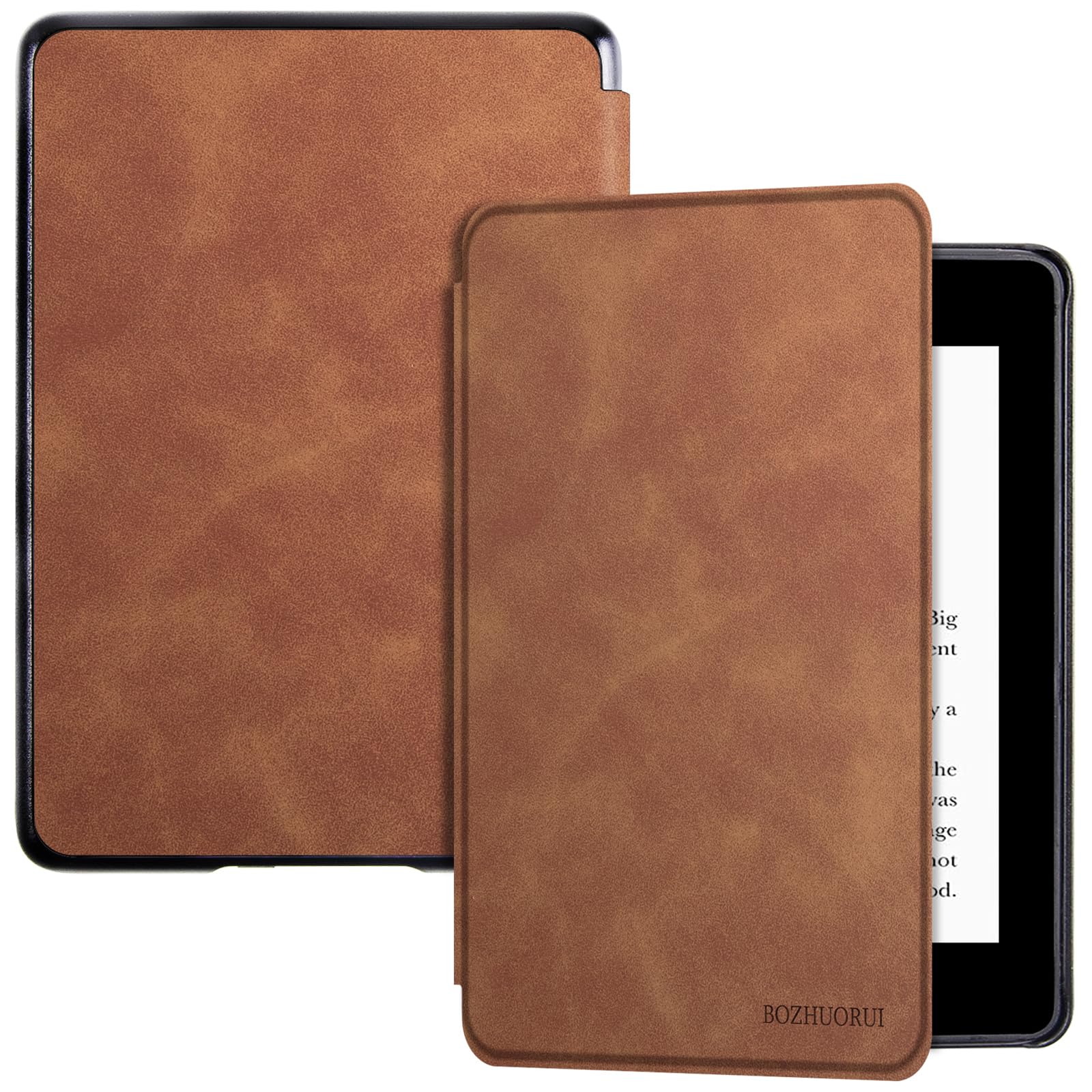 Étui fin pour Kindle Paperwhite 10e génération | avec mise en veille/réveil automatique | fin et léger | Coque arrière rigide | Housse de protection en cuir synthétique pour Paperwhite 2018