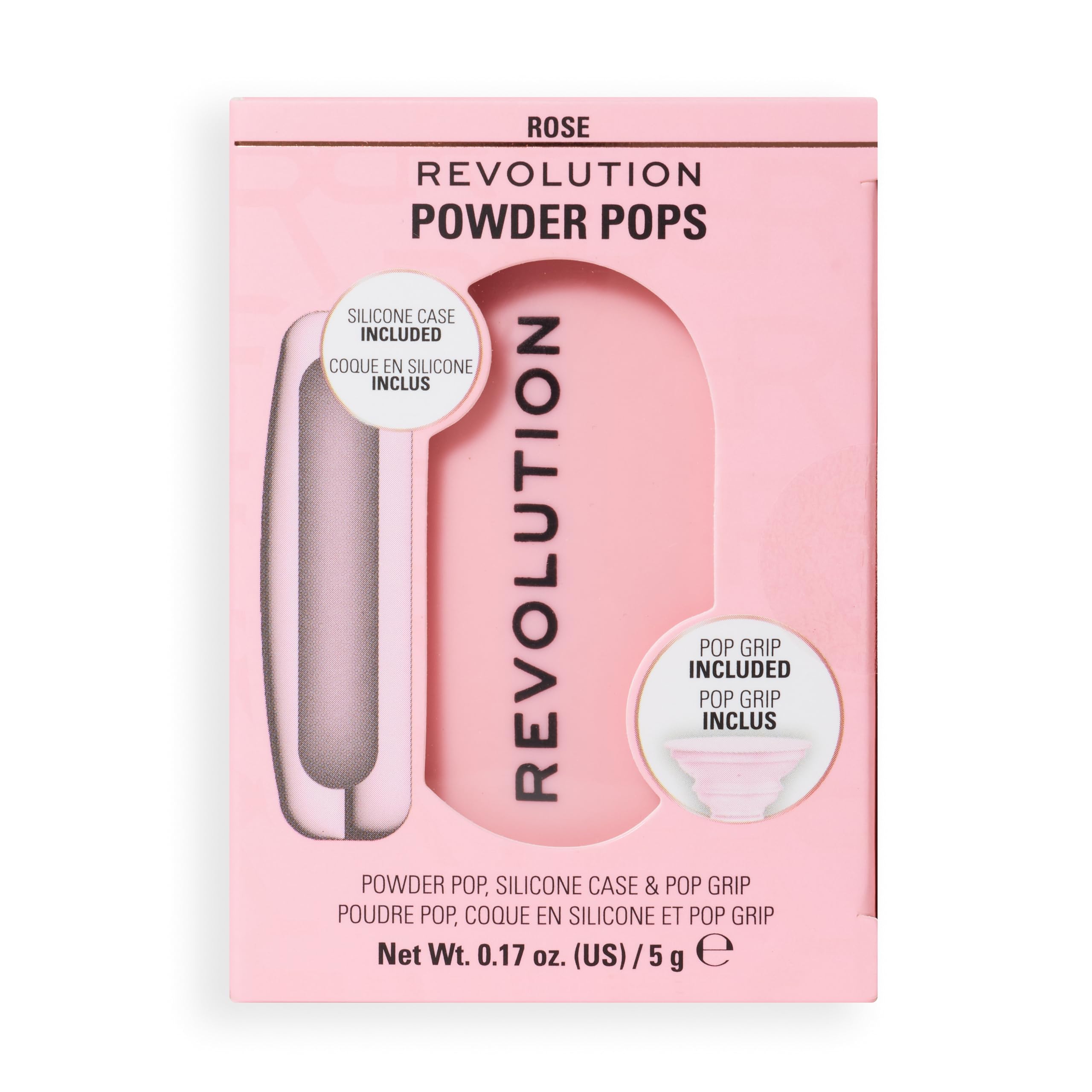 Revolution Powder Pops, Powder Compact, Blurs Skin & Controls Shine, Acai Berry & Hyaluronic Acid, Includes Case & Pop Grip, Vegan & Cruelty-Free, Rose, 5g