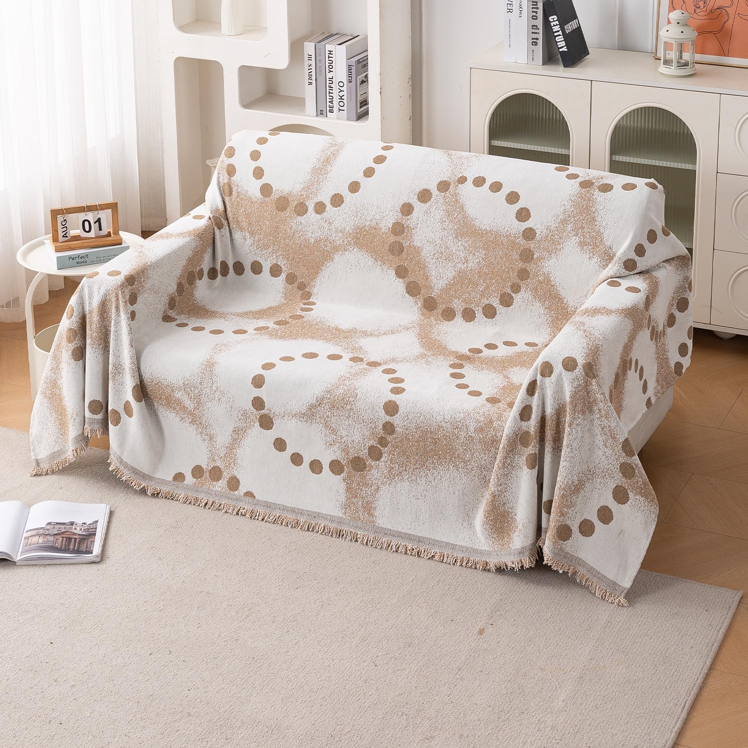 HOKIPO Chenille Sofa Cover - 3 Seater Throw -21