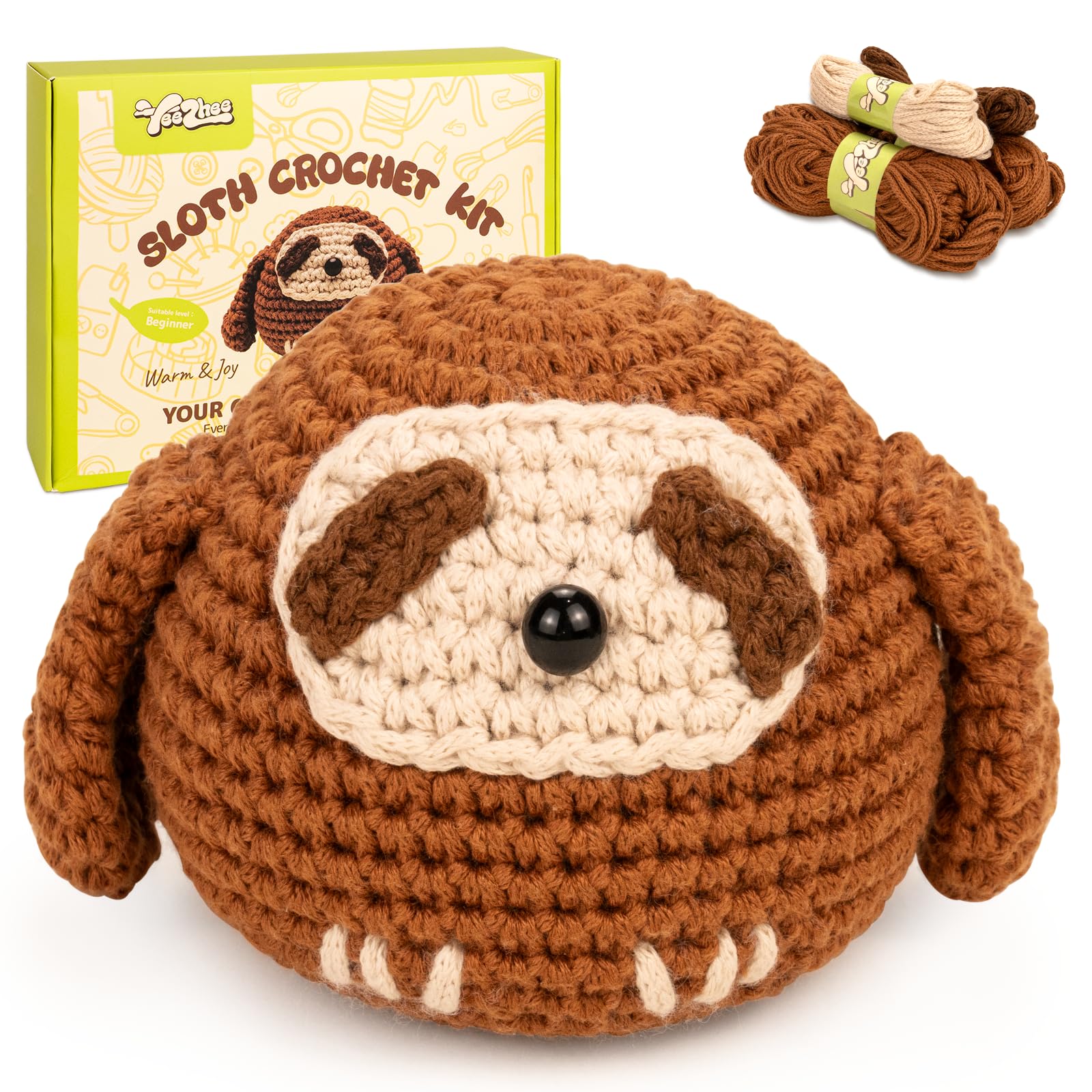 Yeezhee Kit de ganchillo para principiantes – Juego completo de iniciación de animales amigurumi con tutoriales en video paso a paso, hilo y gancho de ganchillo, regalo de peluche fácil para adultos y