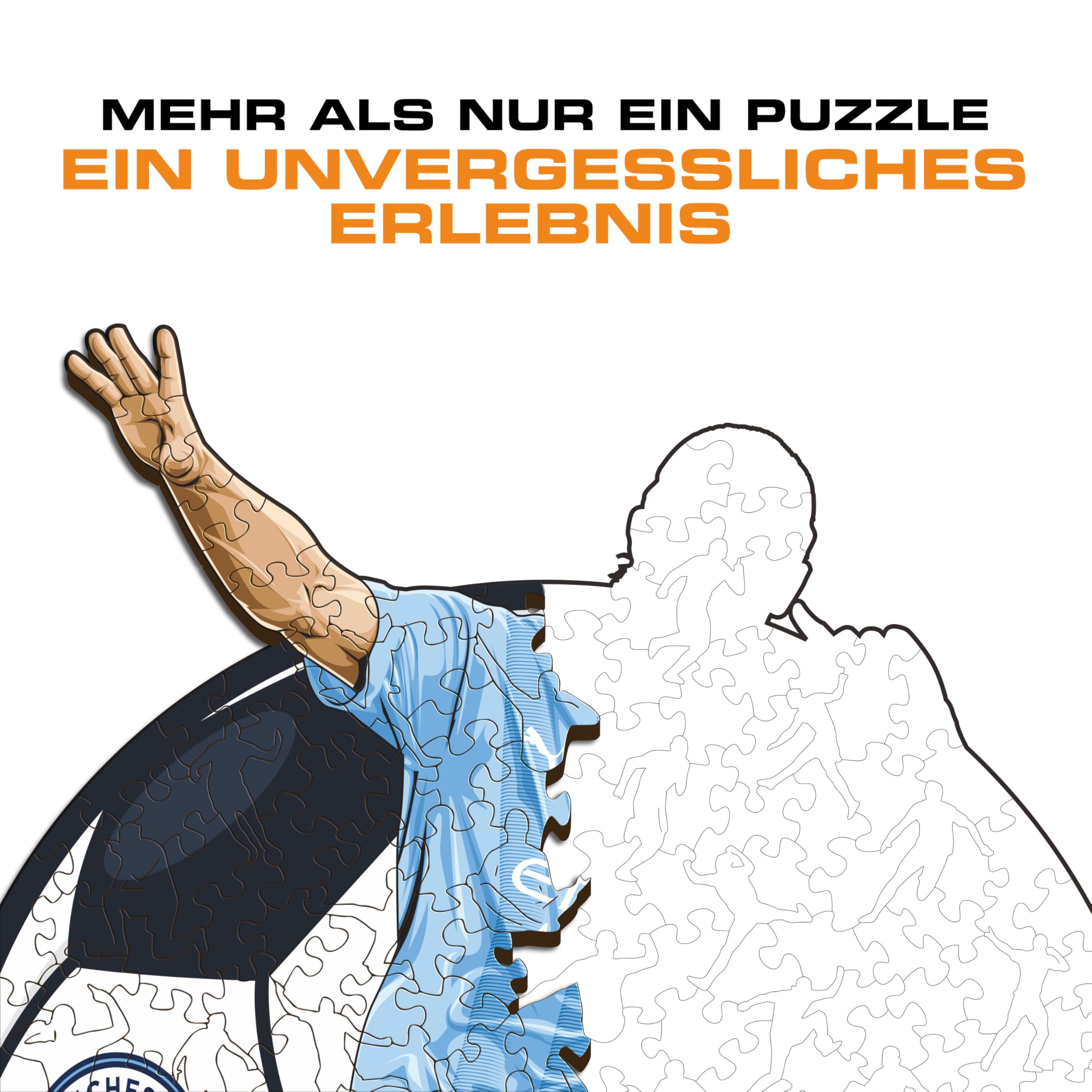 Iconic Puzzles – Manchester City, Erling Haaland, offiziell Lizenziertes Holzpuzzle, 100% nachhaltig, Geschenk für Erwachsene und Kinder, Größe M, 270 Teile