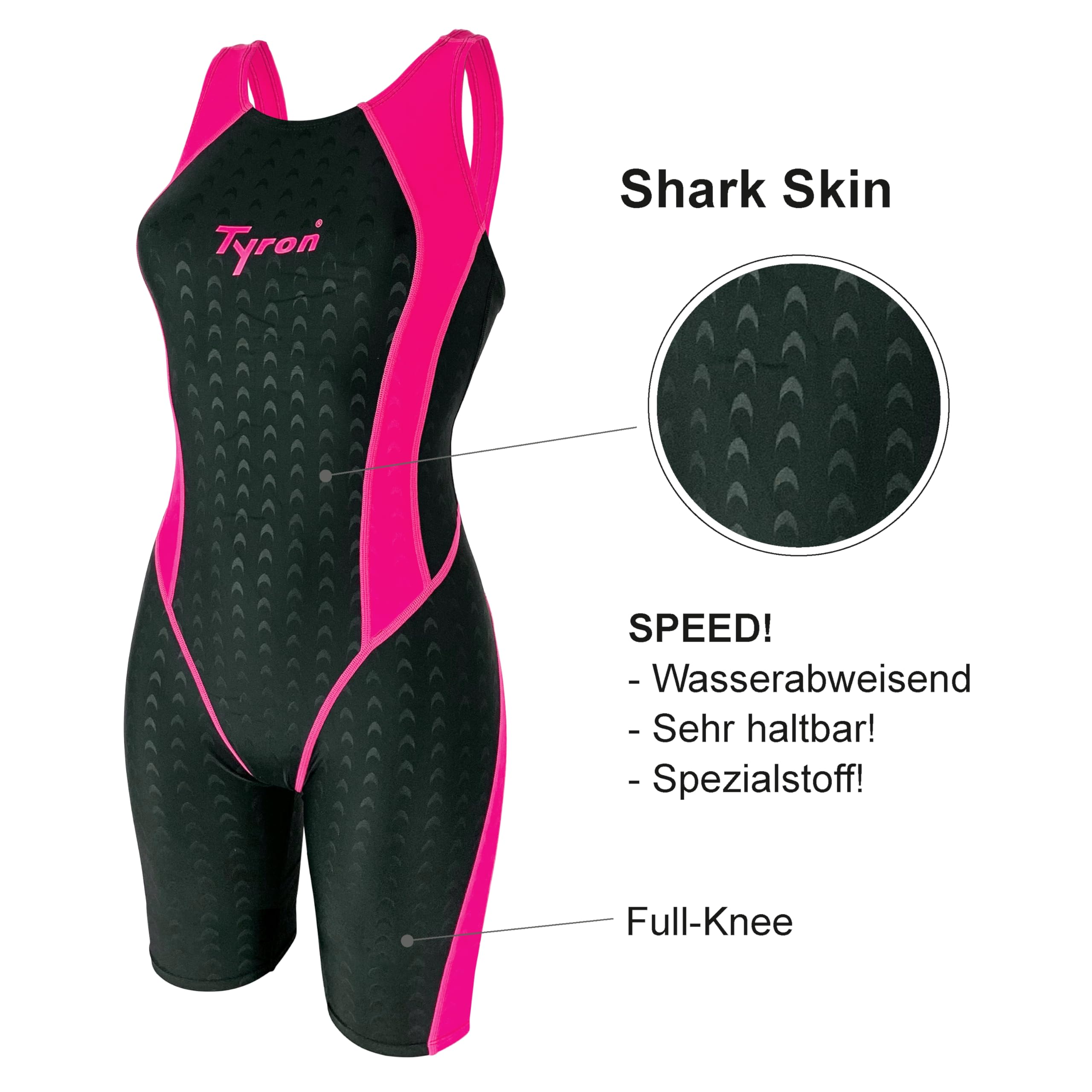 Tyron Speed Line Schwimmanzug Full-Knee pink Damen Mädchen Sport Badeanzug Training Wettkampf