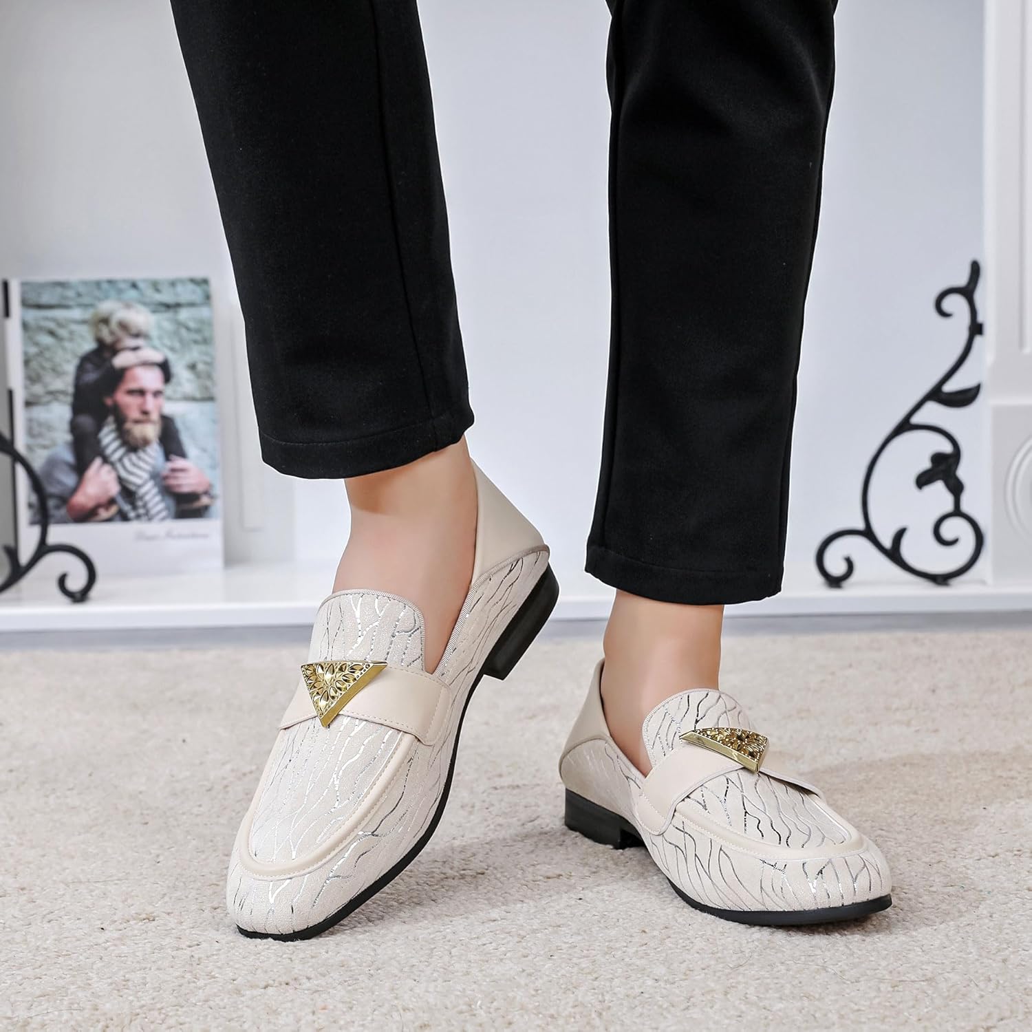 Men's Velvet Loafers Mens Shiny Slip-on Slippers, Classic Formal Wear Fashion Dress Loafer, Penny Party Wedding Dress Shoes for Men
