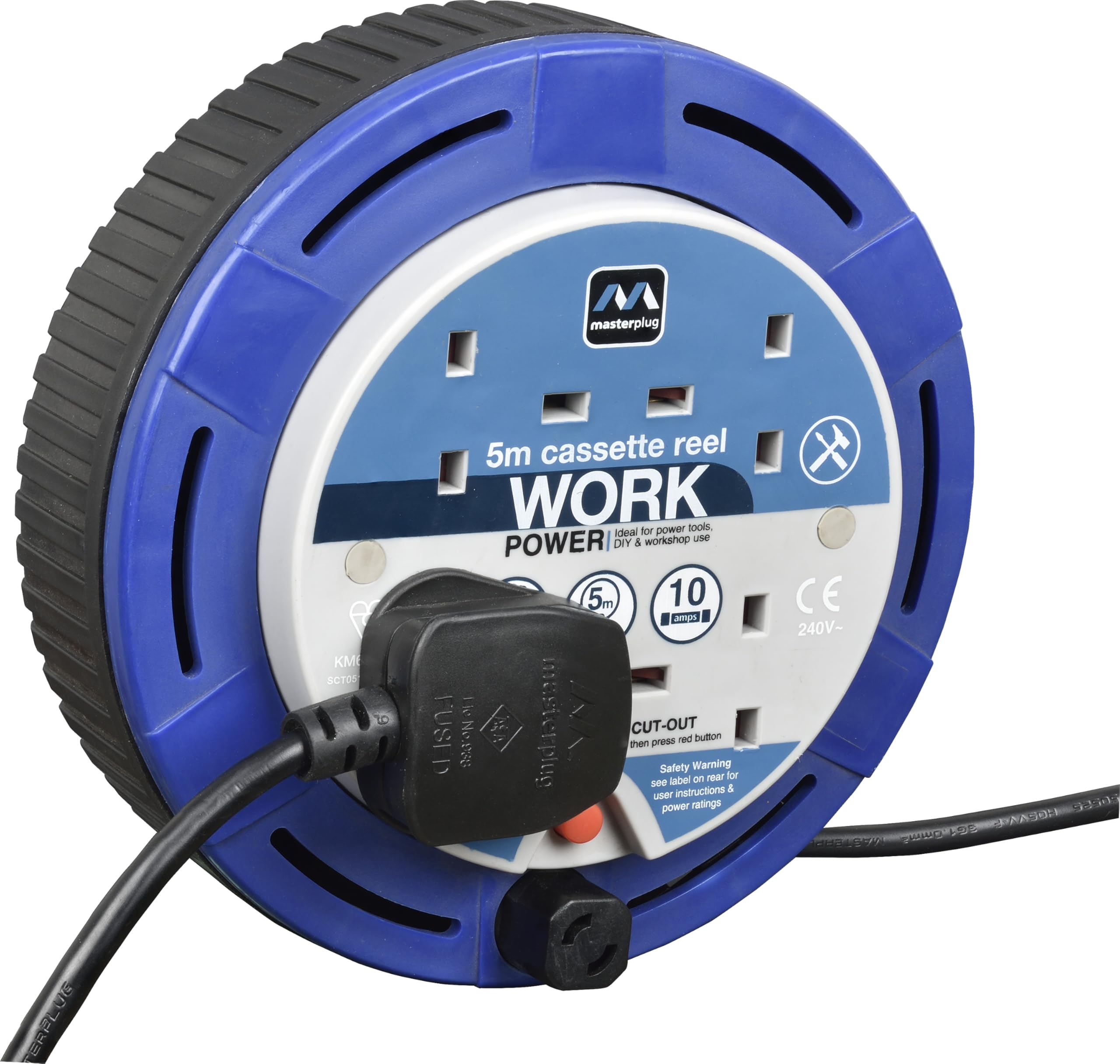 Masterplug SCT0510/4BL-MP Four Socket Cassette Reel Extension Lead, 5 Metres, Blue-image-6