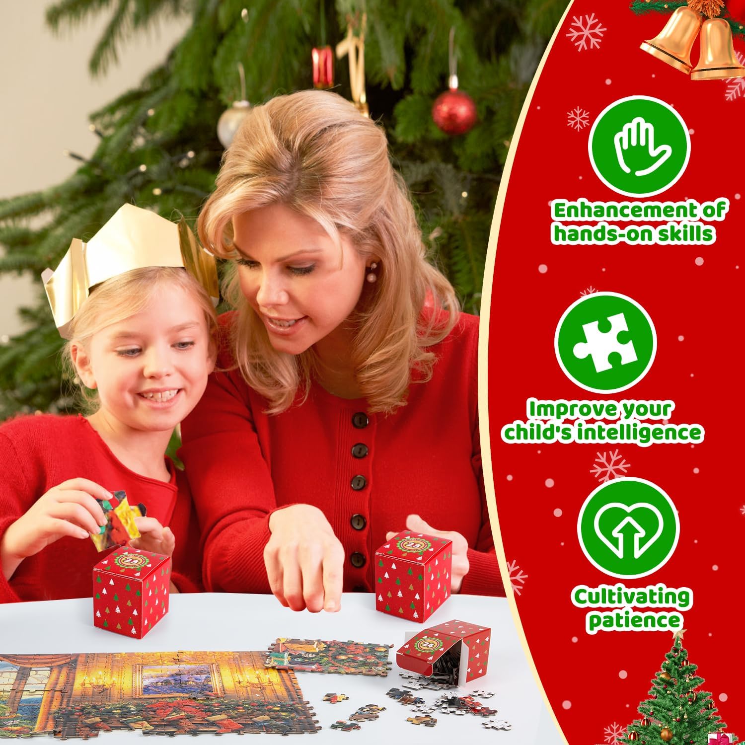 Advent Calendar 2024 Christmas Jigsaw Puzzles 1008 Pieces for Adults 24 Days Countdown to Christmas Ideal Christmas Gift Decorations and Family Game Puzzle