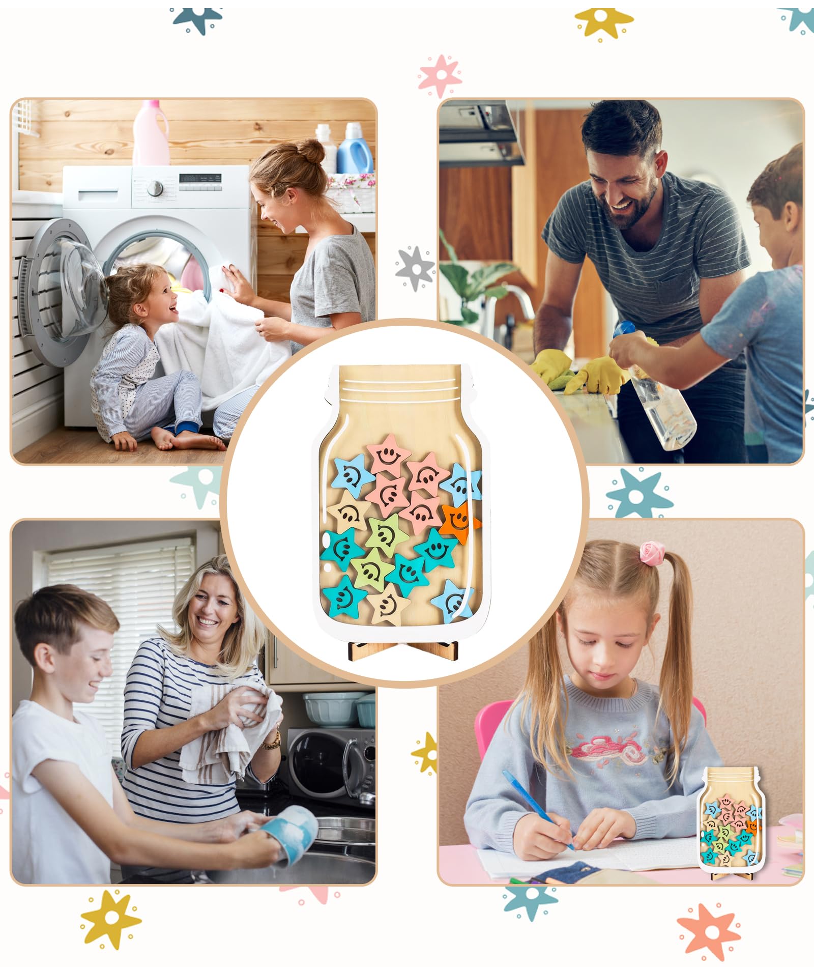 Star Stickers for Kids Rewards, Reward Jar for Home and Classroom Use, Colorful Smiley Star Design, Behaviour Potty Training and Daily Chores Reward Chart for Kids, Reward Jar for Classroom (Star) - Image 6 thumbnail