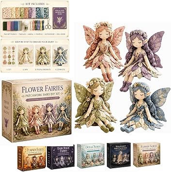 Fairy Patchwork DIY Collection, Fun Flower Fairies Patchwork Sewing Kit, Fabric Full Supplies DIY Craft Set for Beginner Crafters, Home Decor Unique Handmade Gift Set A