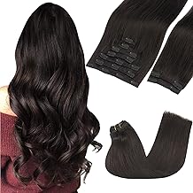 GOO GOO Clip in Hair Extensions Real Human Hair, Remy Human Hair Extensions Clip ins for Women, Natural Human Hair, 24inch 150g 9Pcs, #2 Dark Brown