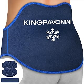 KingPavonini Extra Large Ice Pack for Back Pain Relief with Extension Strap, 2 Pack Reusable Lower Back Gel Ice Pack Wrap for Lumbar Surgery, Sciatica, Herniated Disc, Coccyx Pain, Cold/Hot Therapy - Amazon product rated Grade A