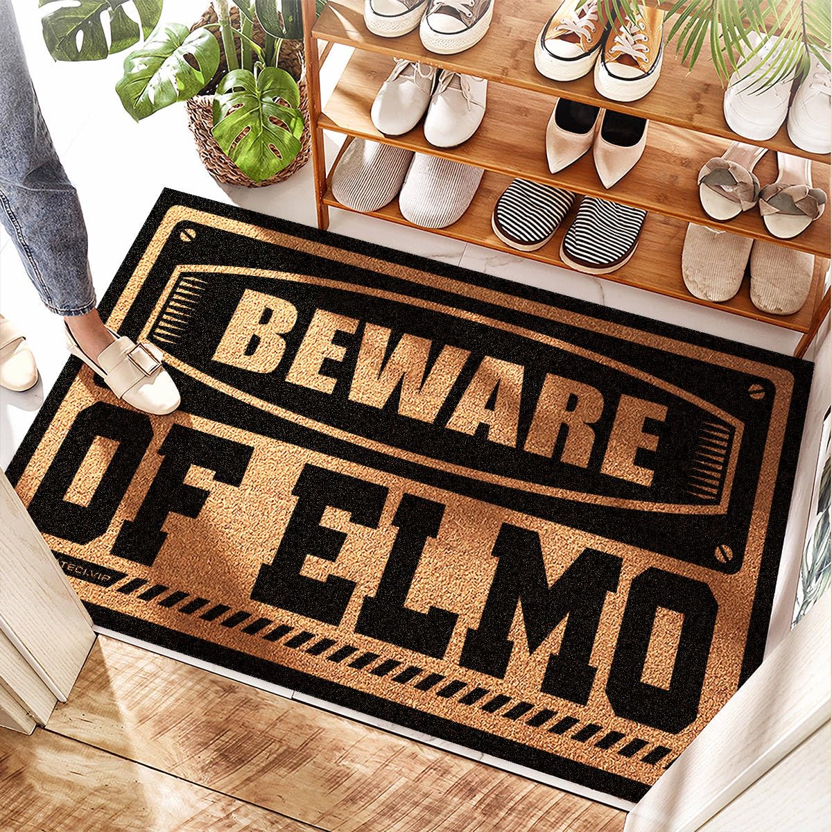 Paillasson d'extérieur Beware Of Elmo foncé neutre 50x80 cm pour entrée