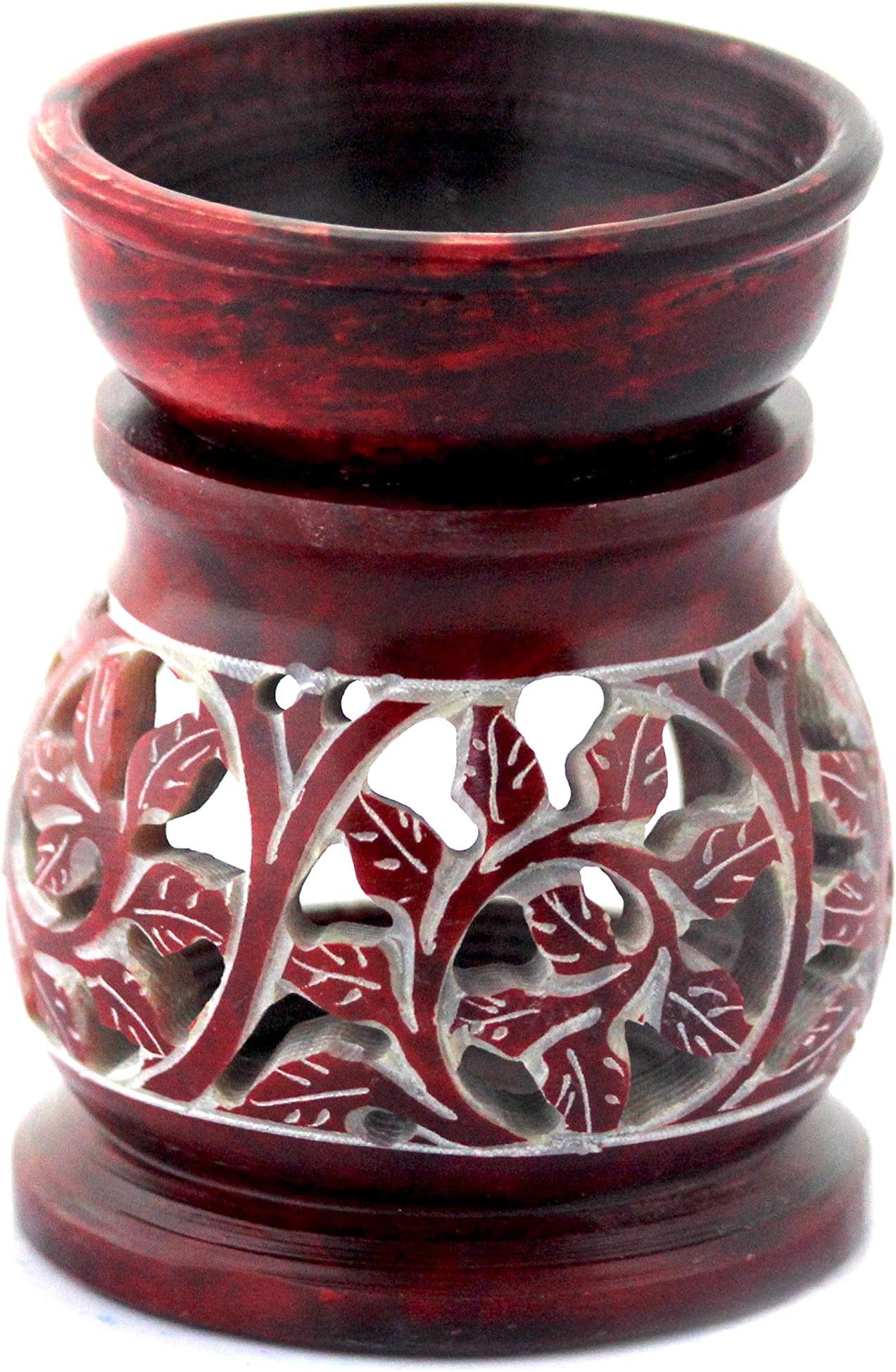 BRAHMZ Marble Aroma Burner (2.5 inch, Red)
