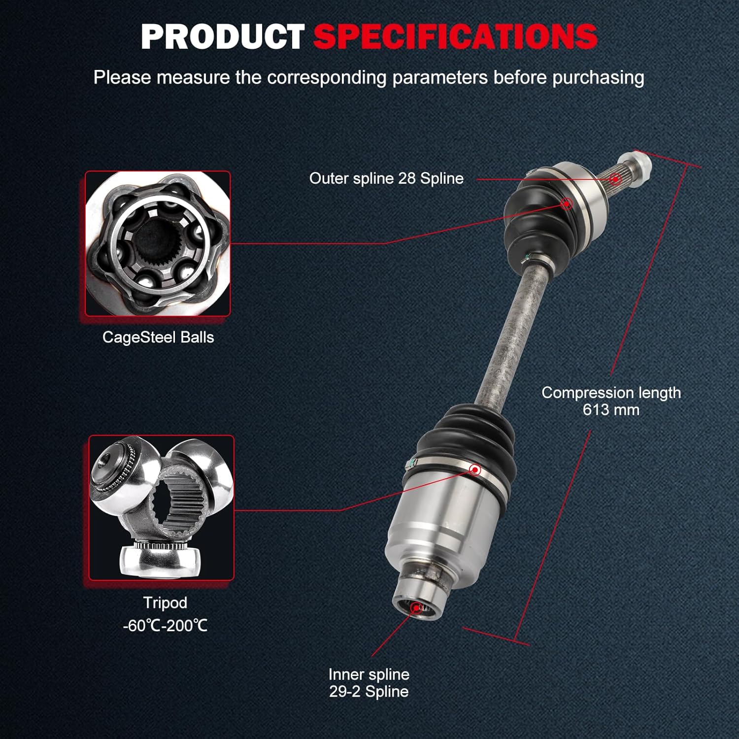 cciyu CV Axle Shaft Assembly Fit for Acura Tl 2004-2008 V6 3.2L 3.5L Front Right Passenger Side 66-4223