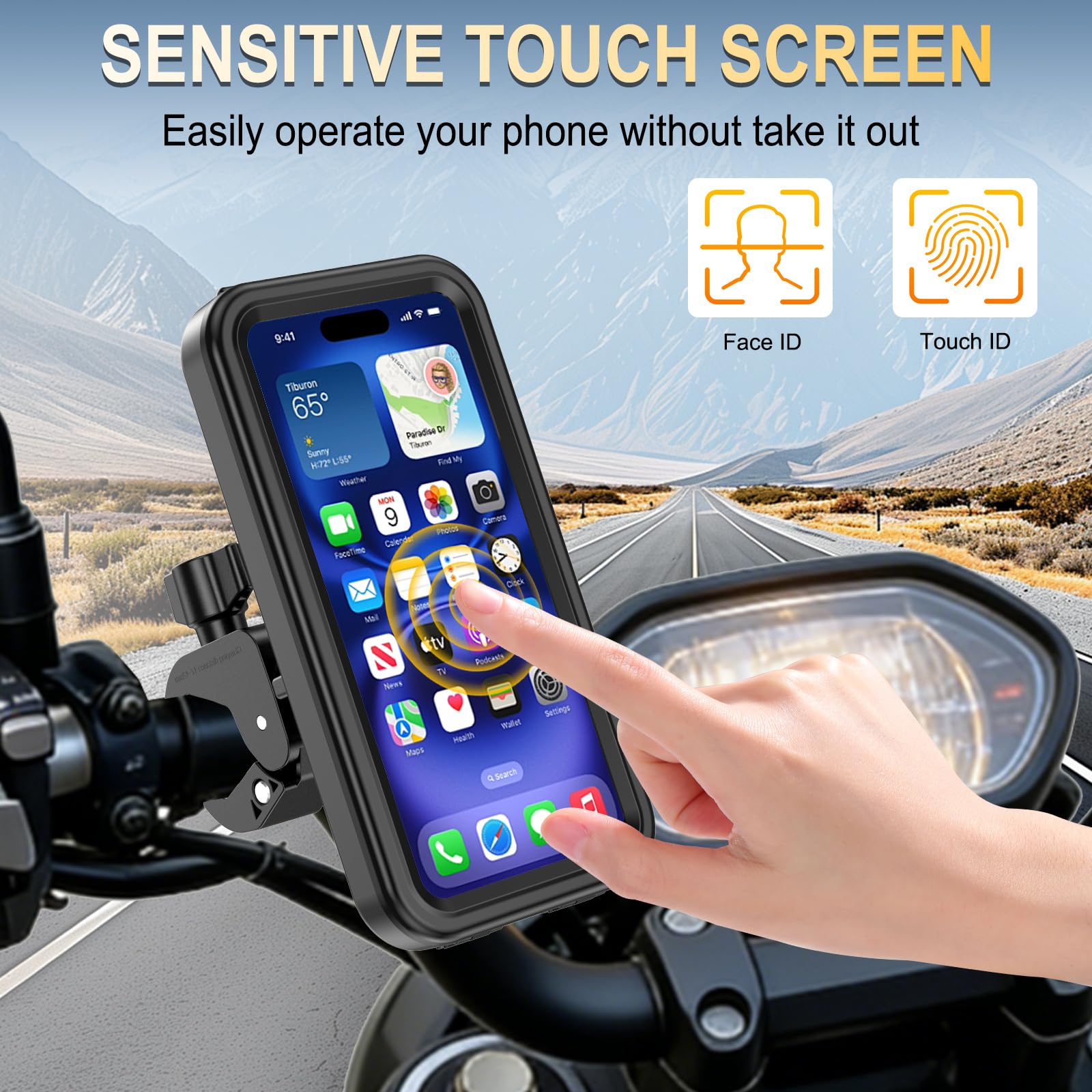 Soporte Movil Moto Antivibración Impermeable Universal Soporte Movil Bicicleta 360° Rotación y Liberación Rápida, Soporte para Móvil Moto Bicicleta Scooter Manillar, para 4-7" Smartphones