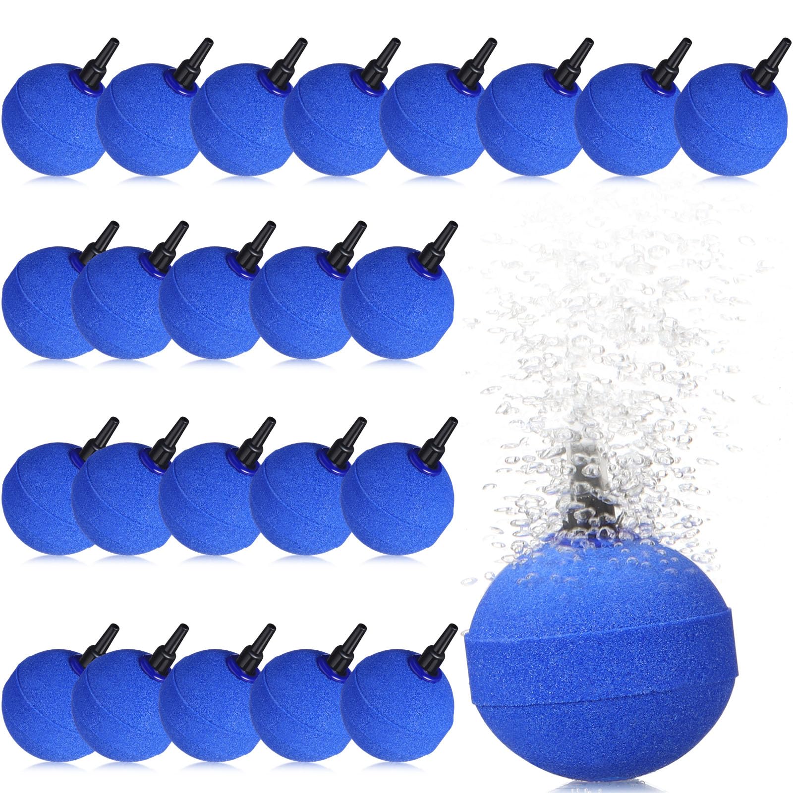 Therwen 24 Stück 5,1 cm Luftstein Kugelform Aquarium Luftsteine Fisch Tank Bubbler Stein Dunkelblau Bubble Stone Sauerstoff Diffusor Aquarium Luftpumpe Zubehör für Aquarium Fisch Tank Hydrokultur