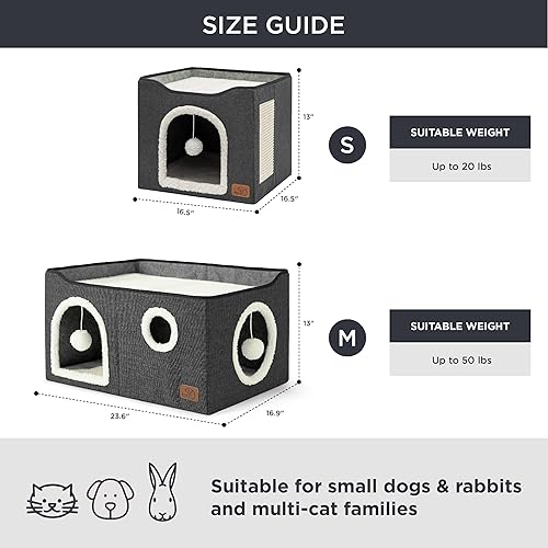 Miniatura 175 de Bedsure Casa para gatos de 2 pisos, condominios para gatos de interior con almohadilla para rascar y colgar bolas esponjosas, muebles pequeños