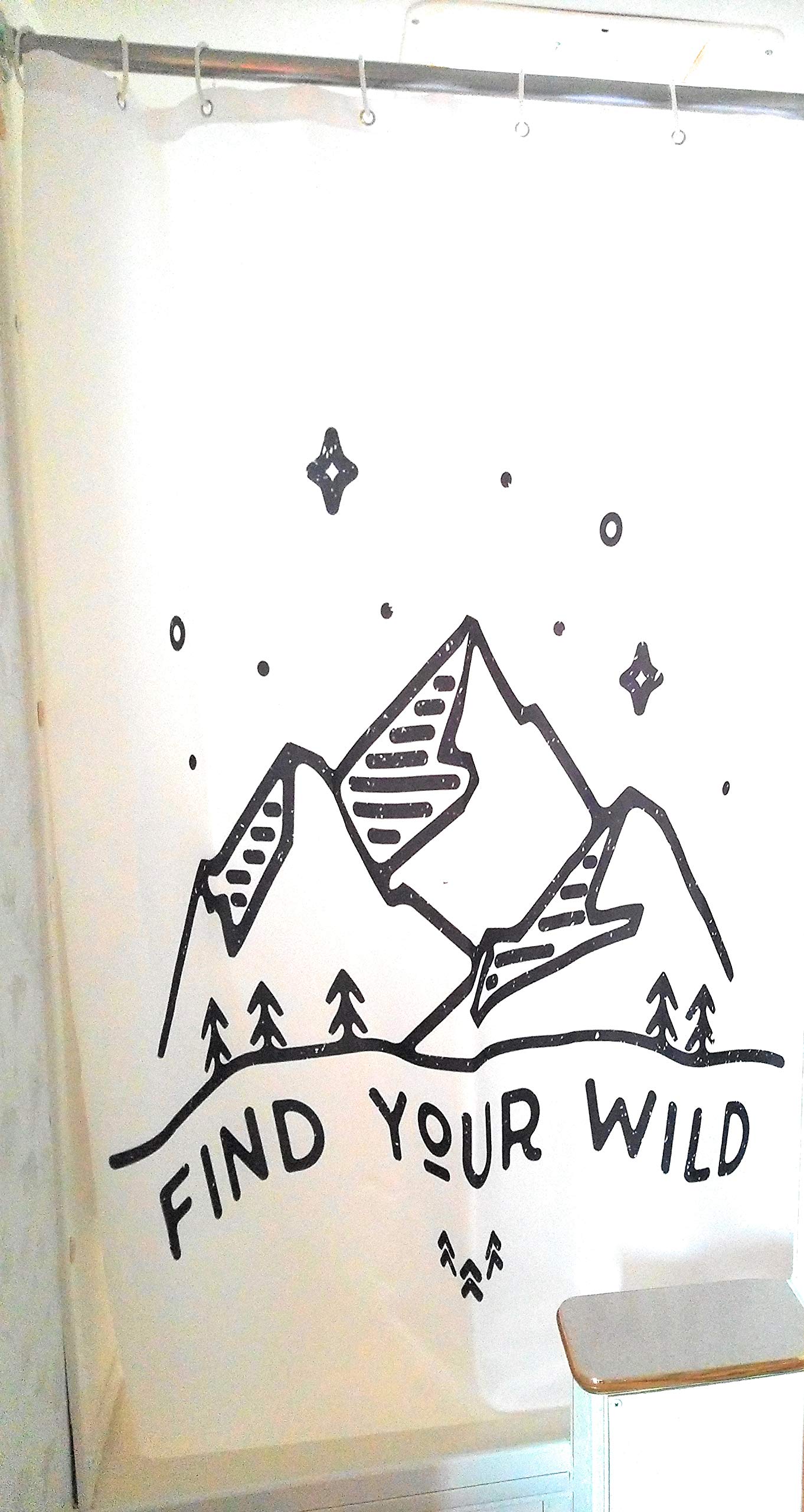 Solid Elements RV Shower Curtain Accessories Gear for Camper Trailer Camping Bathroom-Shorter and Narrow Shower Sliding Cloth Curtain with Hooks Set, 47x64 (White)