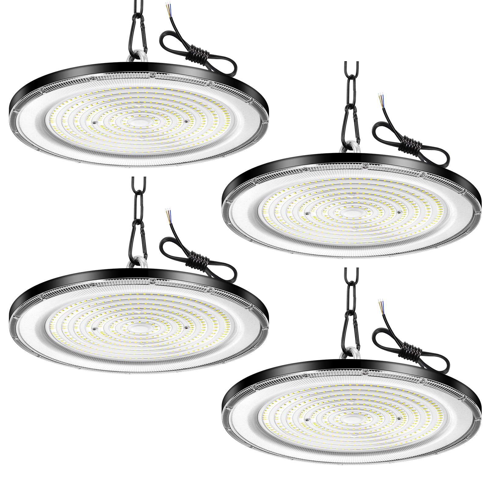 ANNIFUNLY Faretto LED UFO 200W 28000 Lumen Lampada Officina Industriale Fari LED 6500K Bianco Freddo, IP65 Impermeabile High Bay Light per Garage, Magazzini, Fabbrica, Stadio, 2 Pezzi