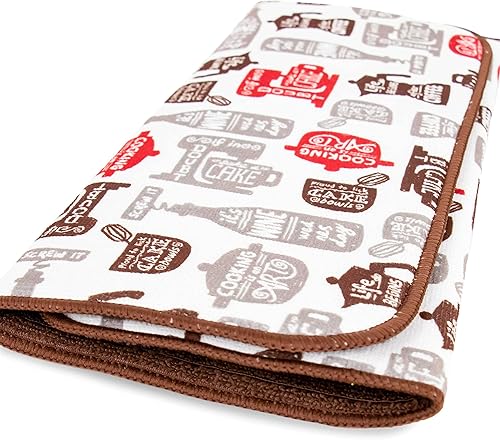 Miniatura 4 de Tapete de secado de platos para encimera de 20 x 15 pulgadas, color rojo y marrón