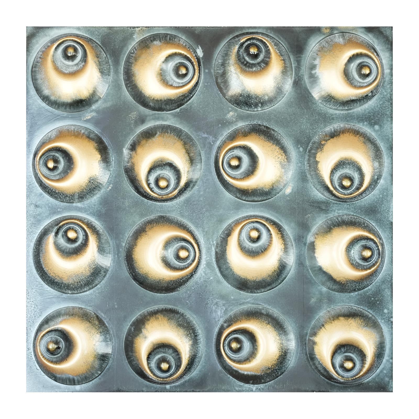 Paintsdecor Bluish Gold Glue Up Ceiling Tiles, Metallized Finish Wall Panels, For Nightclub Plm102 10Pcs (Bluish Gold)