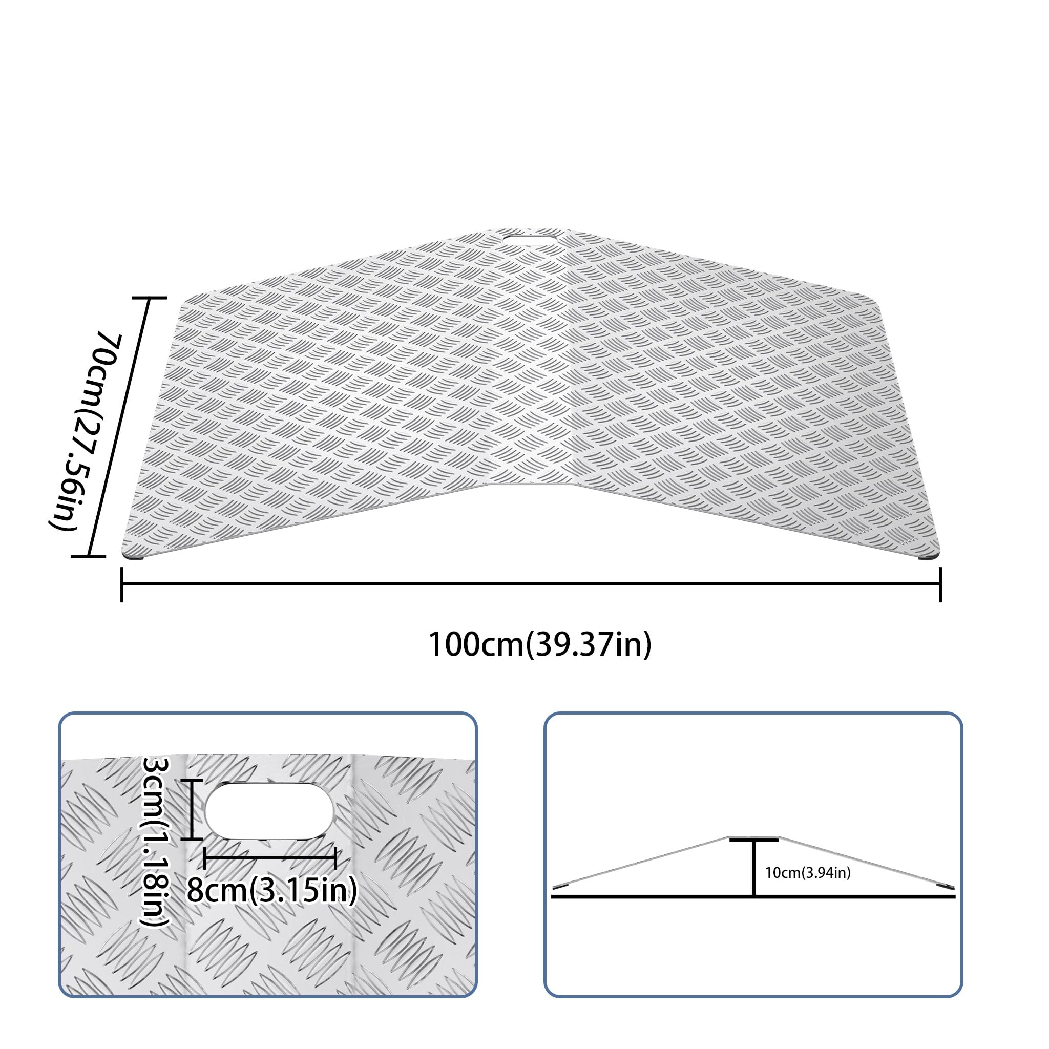 FIVMEN Rampa para silla de ruedas de aluminio, rampa de umbral de puerta, rampa para silla de ruedas, capacidad de carga 270 kg, rampa de umbral de puerta, bordillo, altura 10 cm, ancho 100 cm