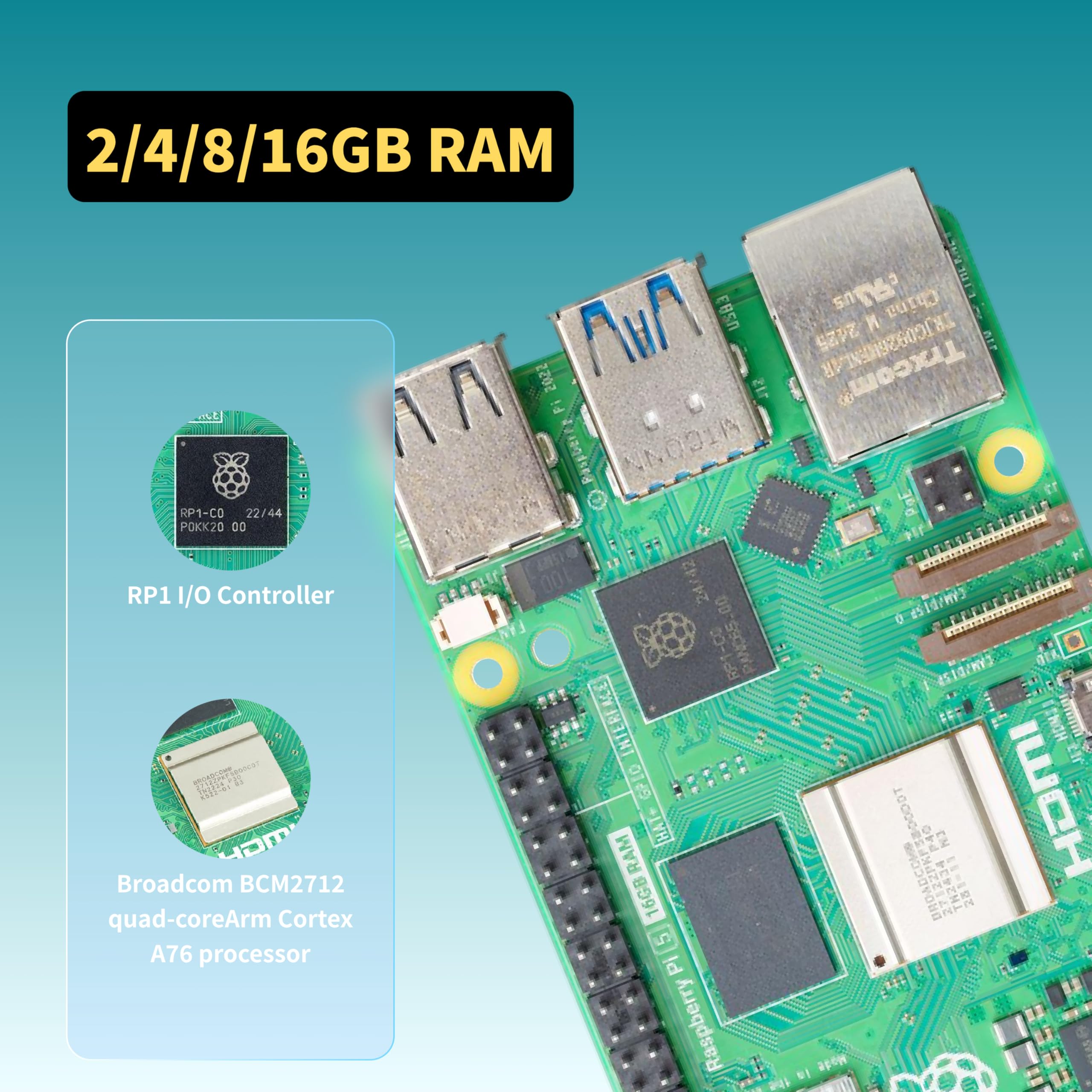 iRasptek Starter Kit for Raspberry Pi 5-64GB Edition von OS-Bookworm vorinstalliert (Rote und weiße Gehäuse) (16GB-64GB)