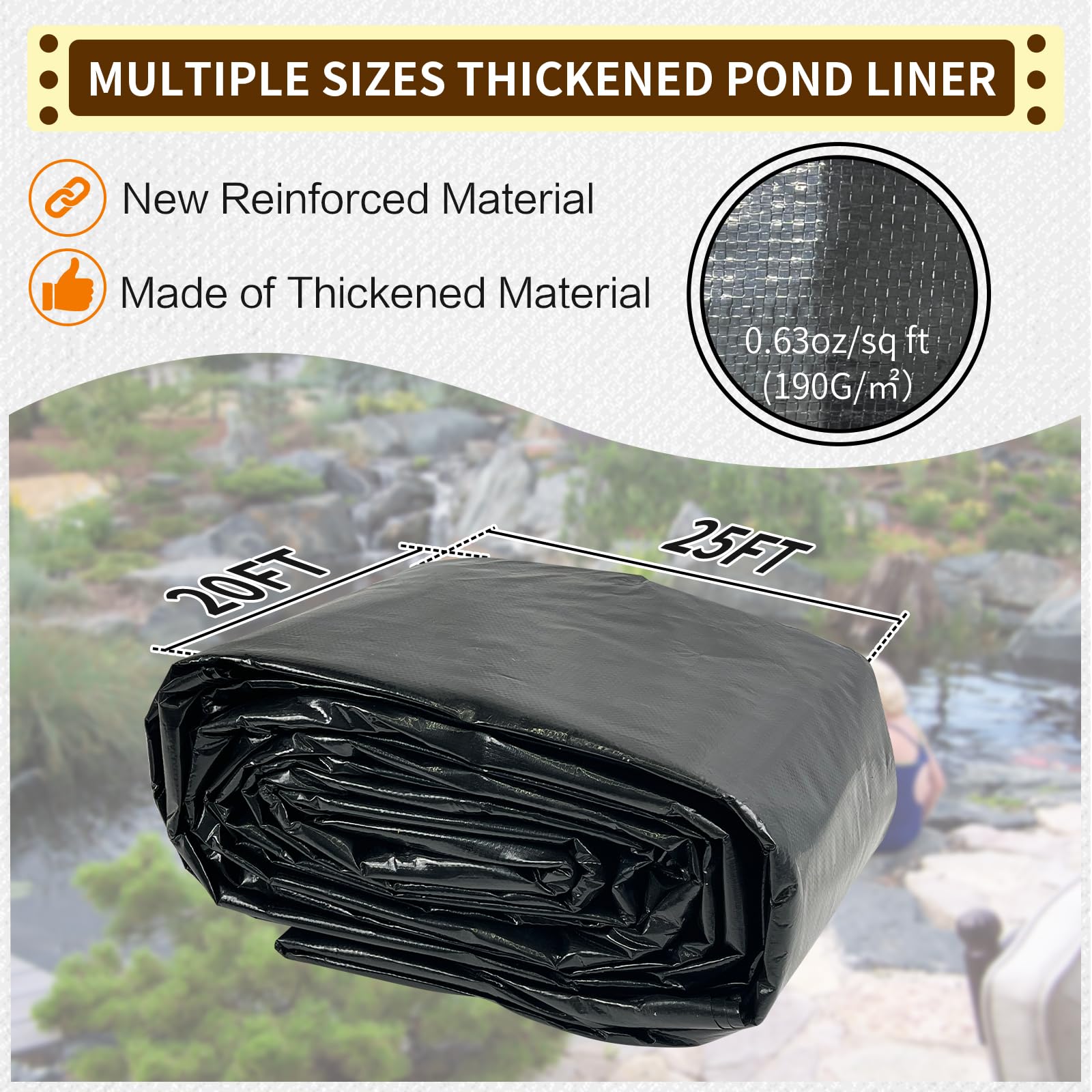 Snapklik.com : Yeezoo 20x25FT Reinforced Large PE Pond Liner, KOI Pond ...