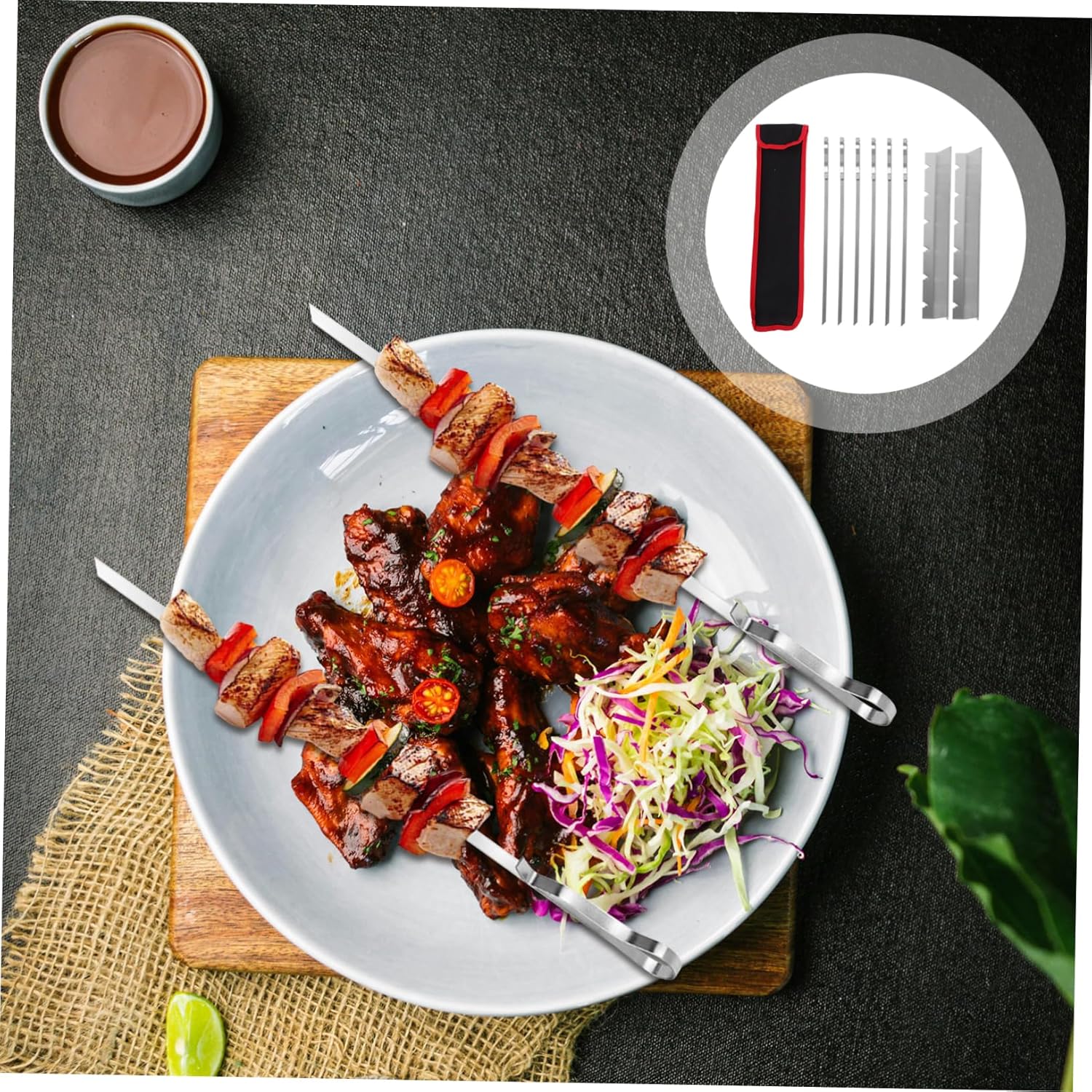 Balacoo Stainless Steel Barbecue Skewers Set Kebab Makergrill Holder Metal Skewers for Kabobs Wide Rust-proof Forks Outdoor Bbq Tools