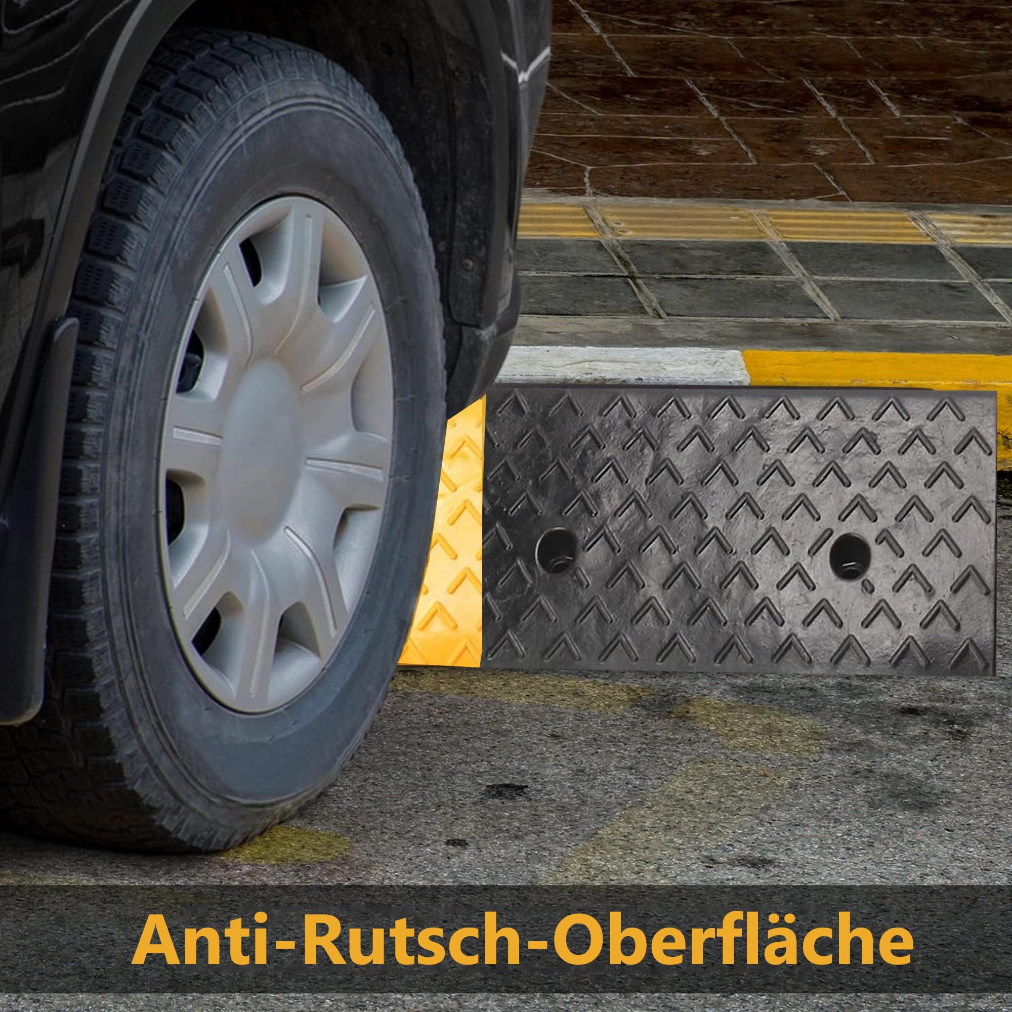 uyoyous Rampa per Bordstein Bordsteinkantenrampe Auffahrtrampe 10 cm in gomma Autorampe Schwellenrampe Türschwellenrampe, Rampe in gomma per Auto, Bicicletta, Moto, Marciapiede, 100 x 25 x 10 cm