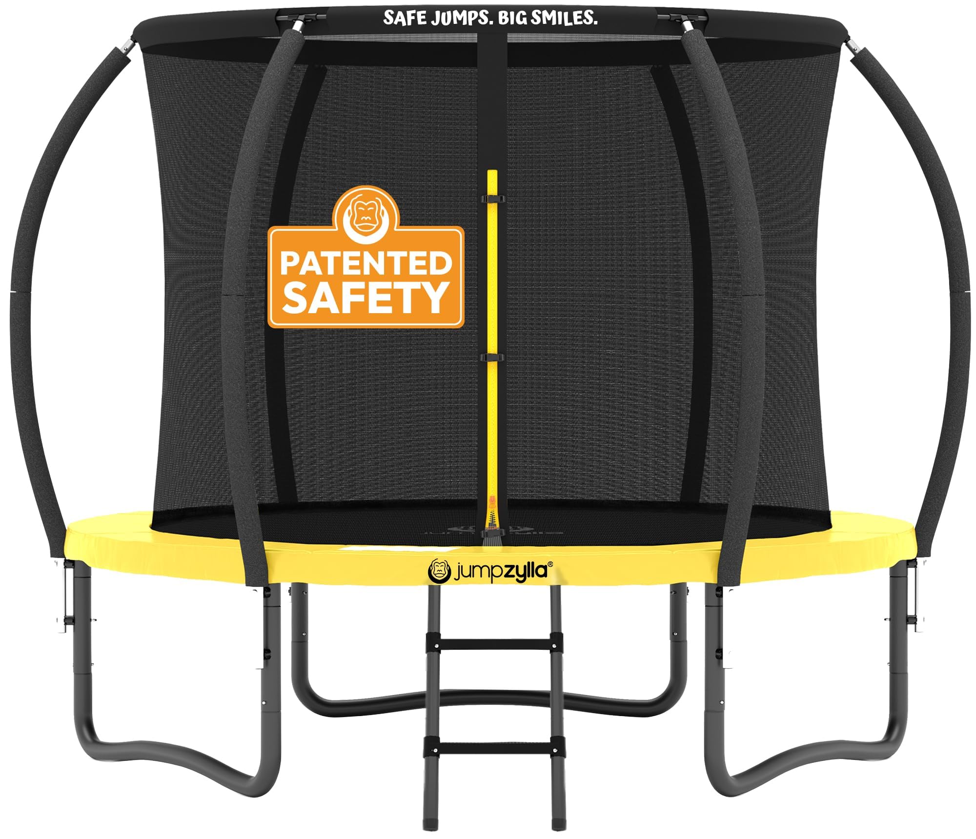 JUMPZYLLA Trampoline Outdoor 8FT 10FT 12FT 14FT 15FT 16FT with Enclosure and Ladder, ASTM Approved Recreational Trampoline for Kids and Adults, Anti-Rust Coated Frame