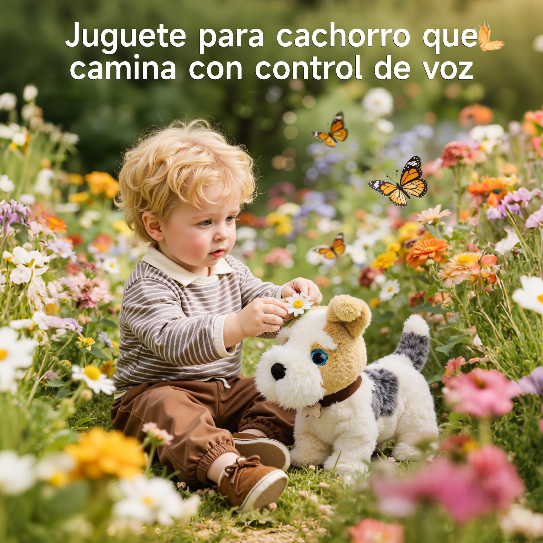 OR OR TU Perro Juguete Que Anda y Ladra y Lame, Peluche Perritos con Control por Voz, Que Cantan, Ladran, Caminan y se Sientan, Perro Robot Interactivos Juguetes Niños