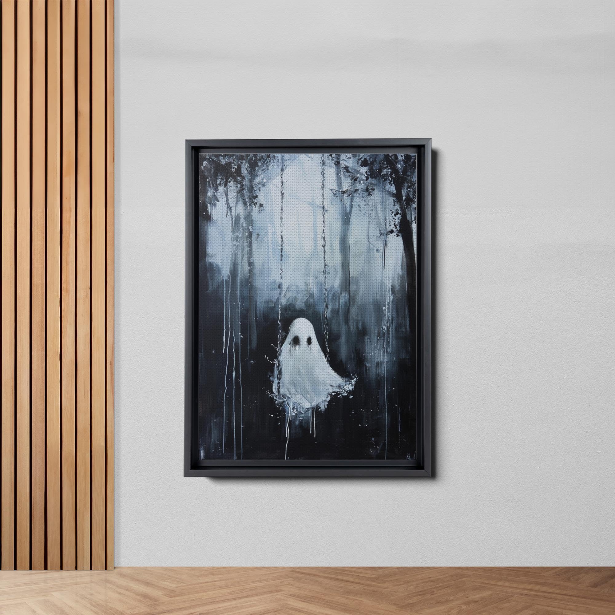 Amazon.com: Ghost On The Swing Painting Print, Sheeted Ghost Art