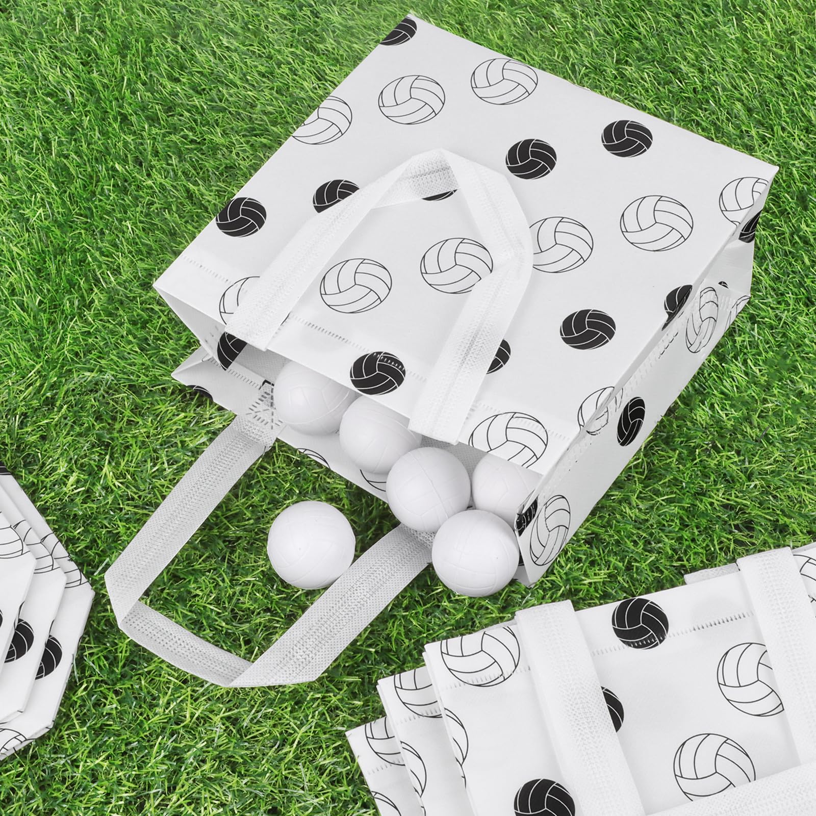 Hxezoc 12 Pieces Volleyball Gift Bags with Handle, Reusable Non Woven Treat Goodie Bag Sport Favor Bags For Volleyball Theme Birthday Party Decoration Supplies