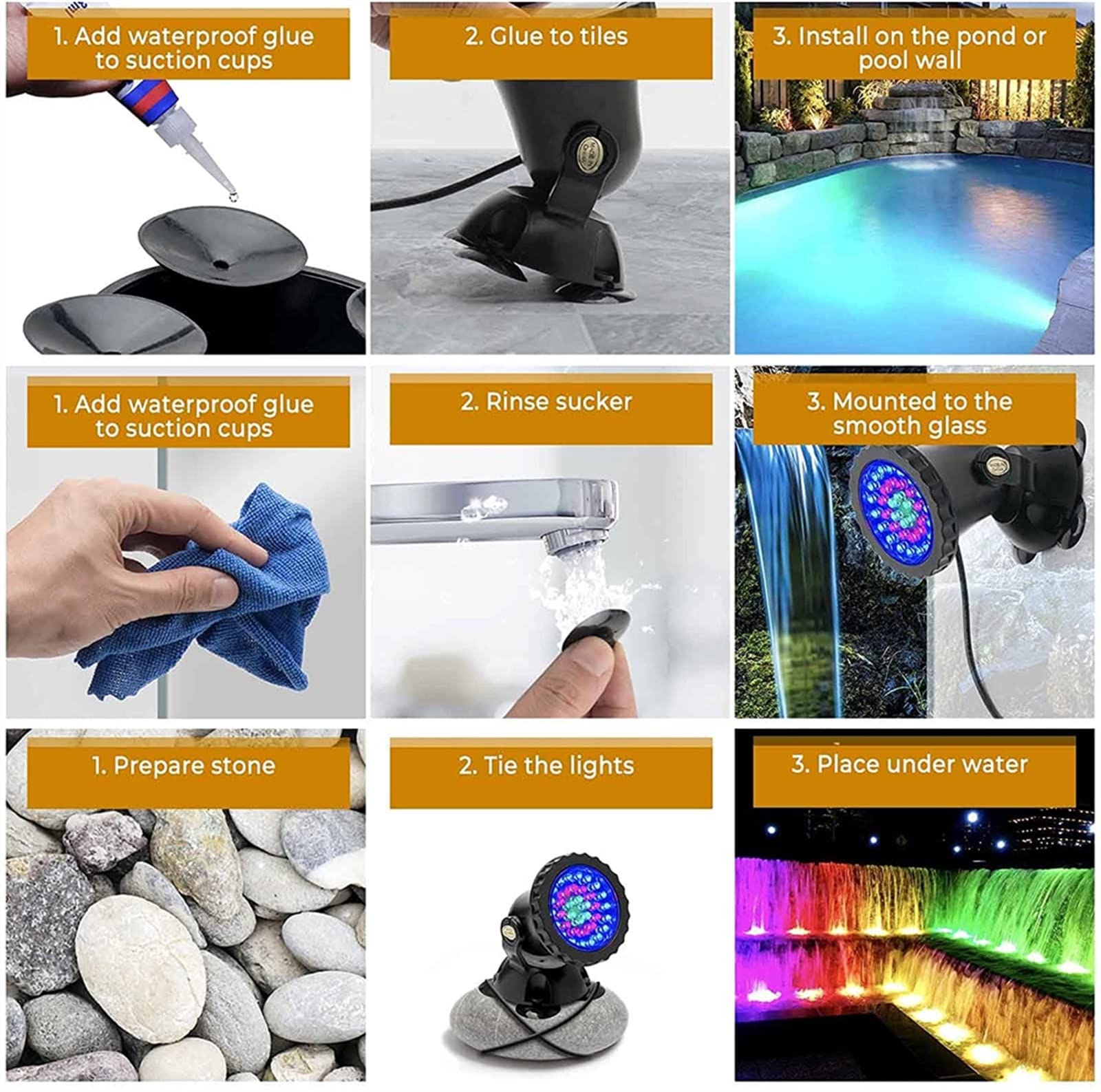Luz para Piscina Impermeable RGB Luces de manchas submarinas, DC12V Control de control de control remoto Color de cambio anfibio DIRIGIÓ Luces sumergibles IP68 Lámpara de foco de acuario impermeable L