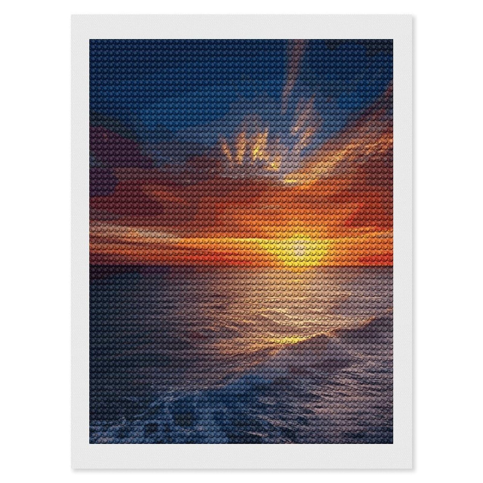 LDGSUPH Sea and Sunset Diamond Painting Kits for Adults Paint with Diamond Pictures Art DIY Full Drill Diamond Dots Painting Personalized Diamond Photo for Home Wall Decor Gift 12"x16"