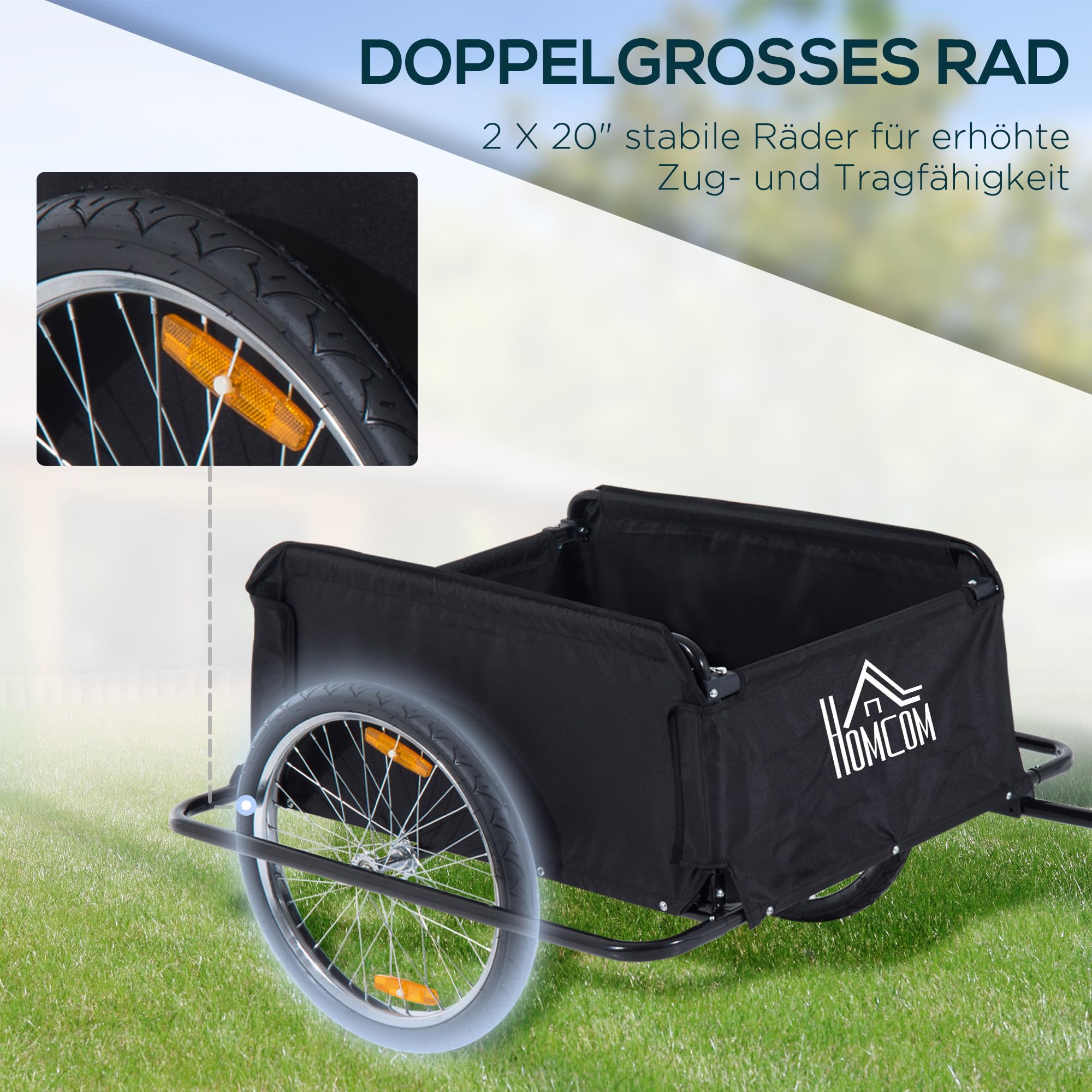 HOMCOM Lastenanhänger Transportanhänger Fahrrad Lasten-Fahrradanhänger Anhänge CargoTrailer