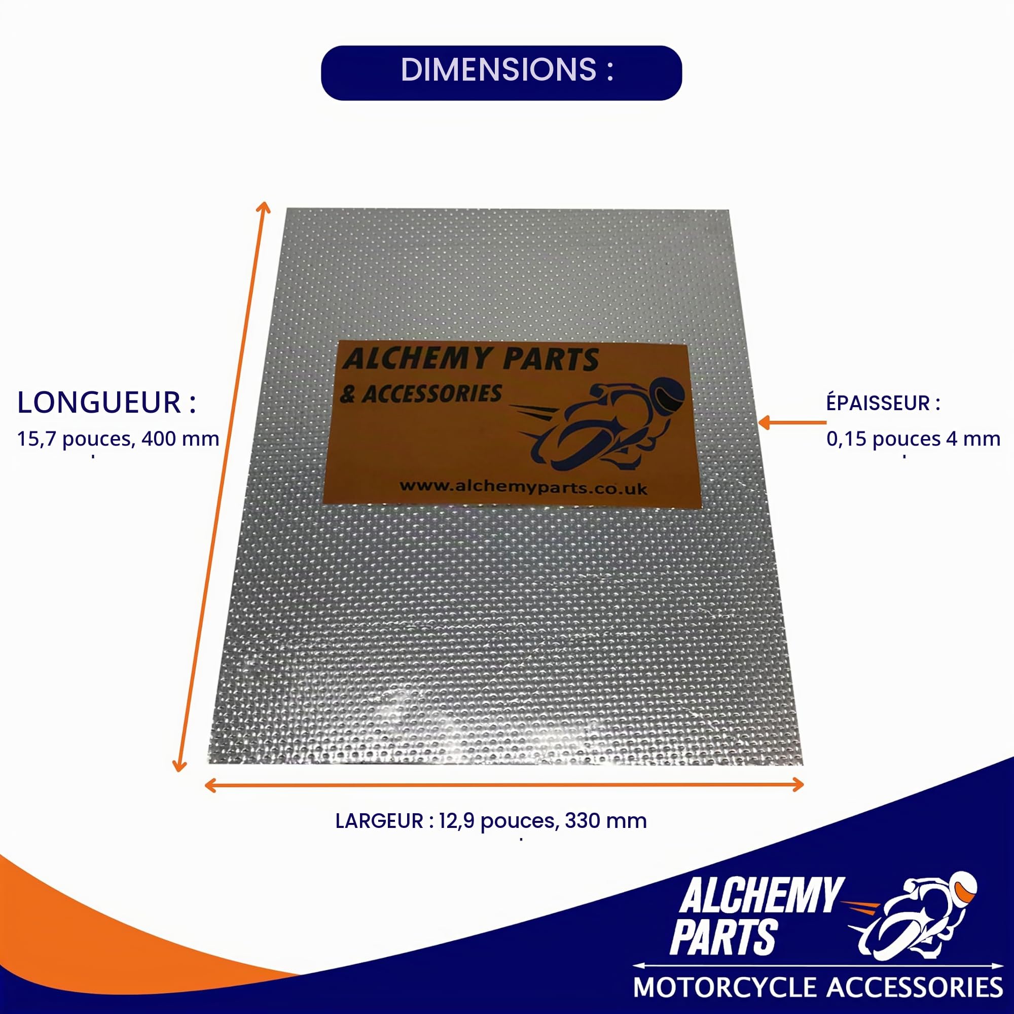 Alchemy Parts 2 X Bouclier Thermique Pare Chaleur Échappement Moteur Plaque 40 x 33cm Idéal pour Moto, Voiture - Aluminium & Réfléchissant