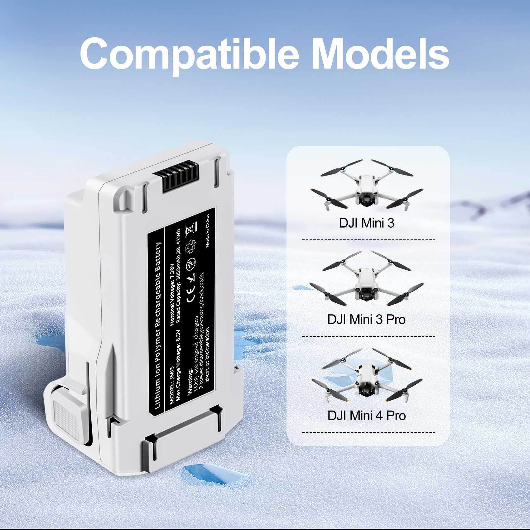 DJI Mini 4 Pro Batterie de Vol Intelligente 3850mAh 51 Min Compatible Mini 3 Pro Mini 3