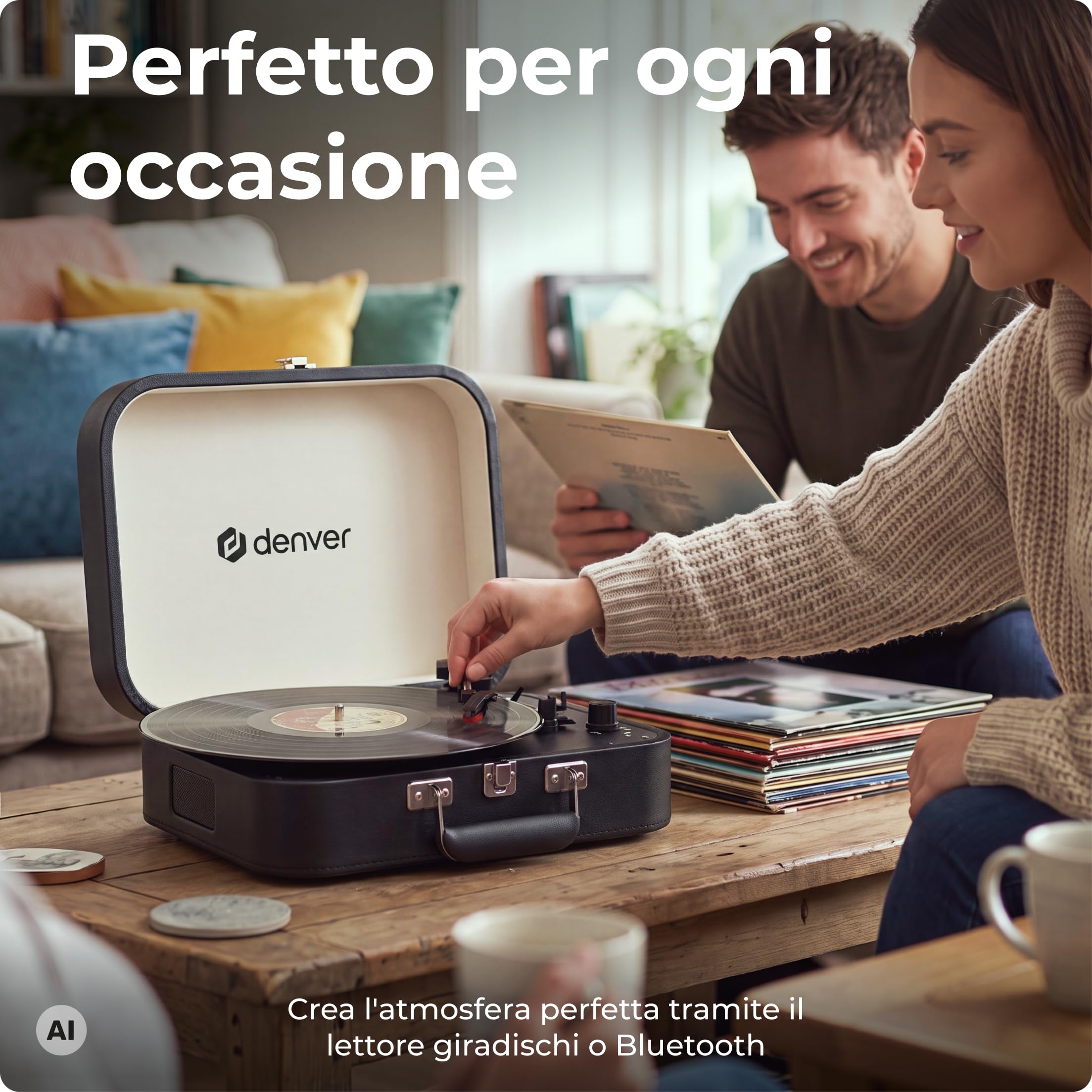 VPL-130DGR - Giradischi vintage con altoparlante, 33/45/78 RPM, USB per digitalizzare, AUX e cuffie, uscita RCA, lettore portatile in vinile senza Bluetooth
