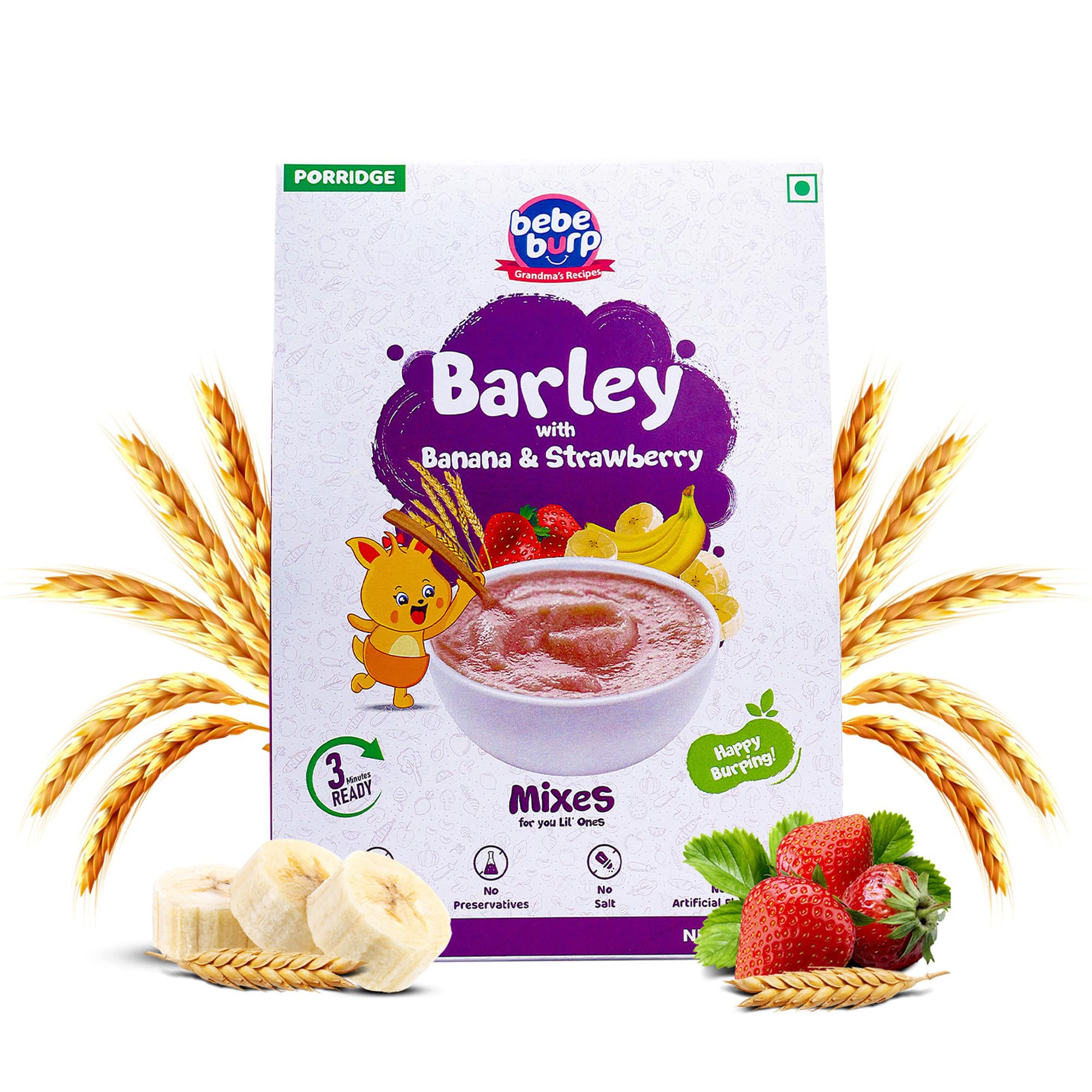 BEBE BURP Barley Cereals with Banana & Strawberry| No Sugar No Salt | No Artificial Preservatives & Flavours | Instant Cereal |Real Fruits & Vegetables | 200gm (B0C66JYP63) Amazon Price History, Amazon Price Tracker