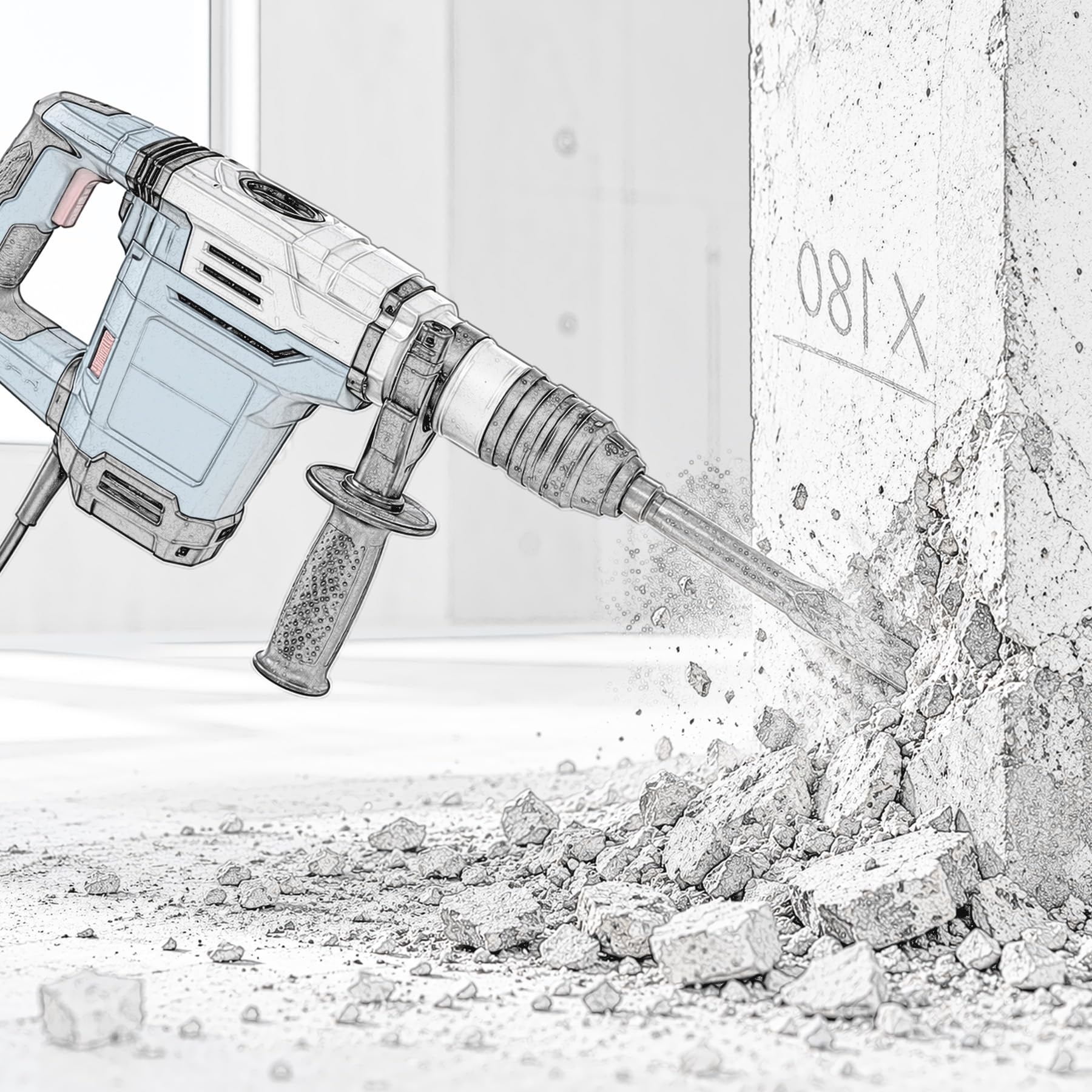 Verdickter Hilfshammergriff, 44–49 mm, für E-Pick-Hammer, 4 Stück