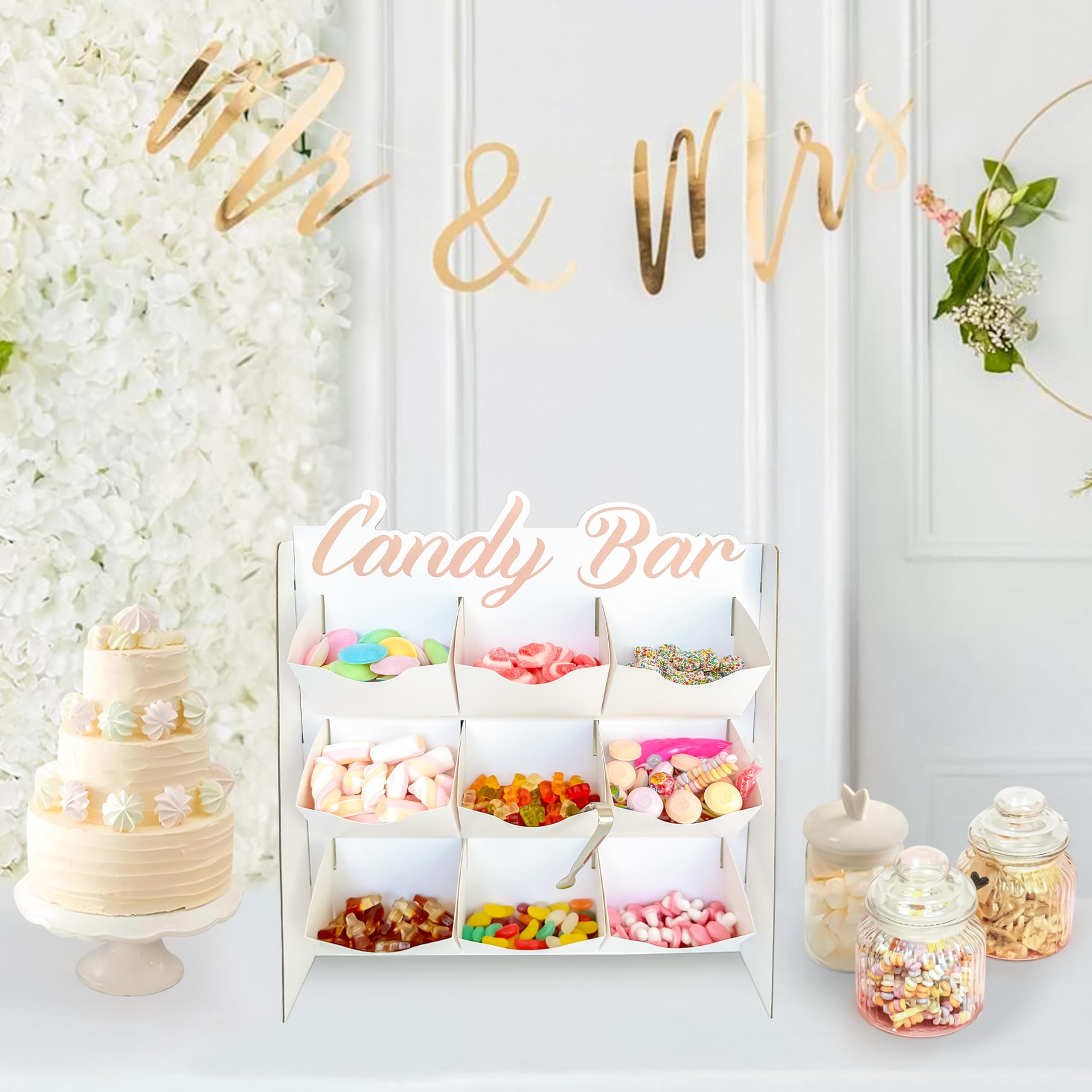 Candy Bar - Süßigkeiten Automat mit 9 Fächern und Zange - Candy Bar Zubehör Hochzeitsdeko Kaugummiautomat - Für Jelly Beans Gummibärchen Weingummi Jelly Fruit