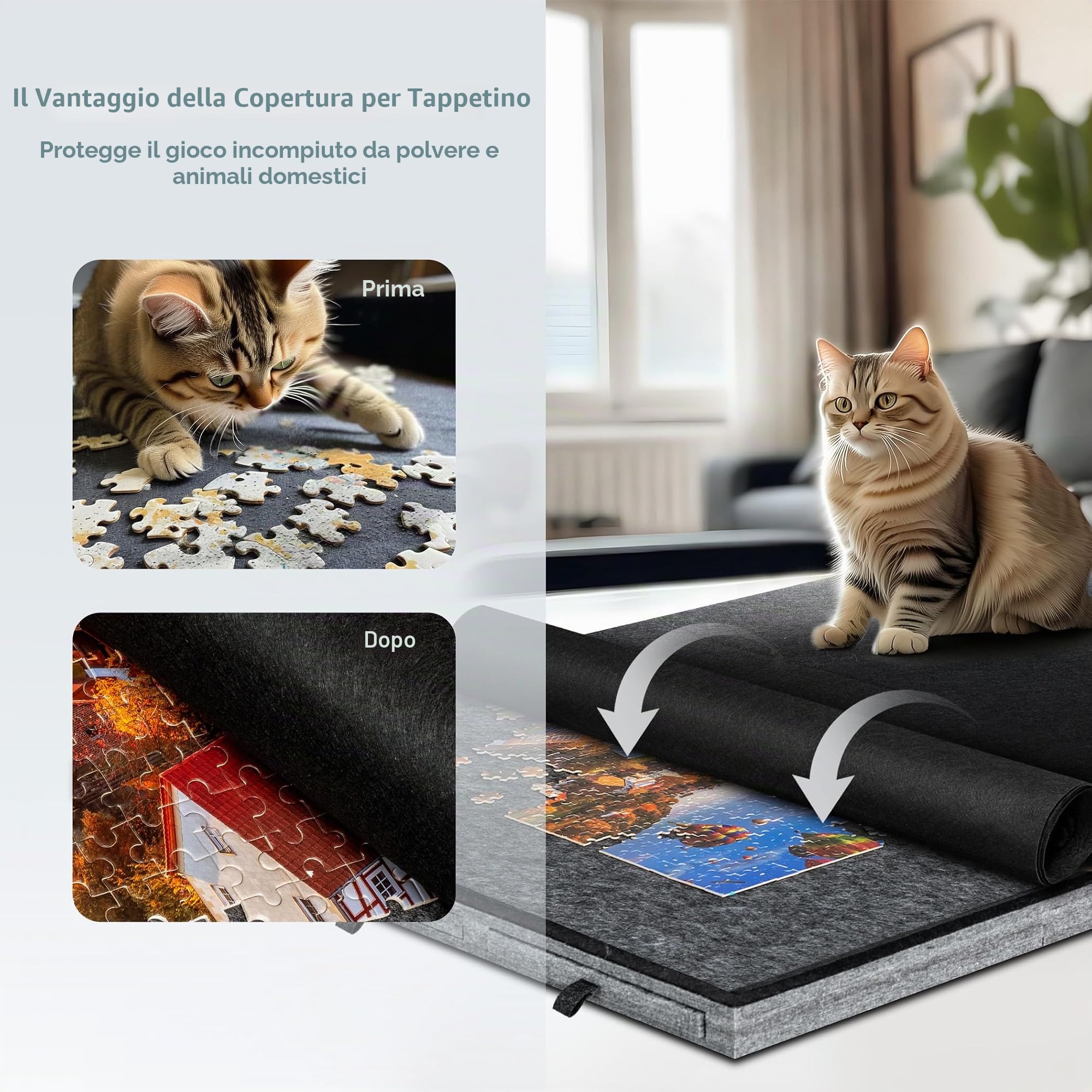 Becko US Tavola puzzle pieghevole e inclinabile da 2000 pezzi, con 6 cassetti e copertura, tavolo puzzle leggero e portatile con supporto integrato per la regolazione dell'angolo, per puzzle da 2000,