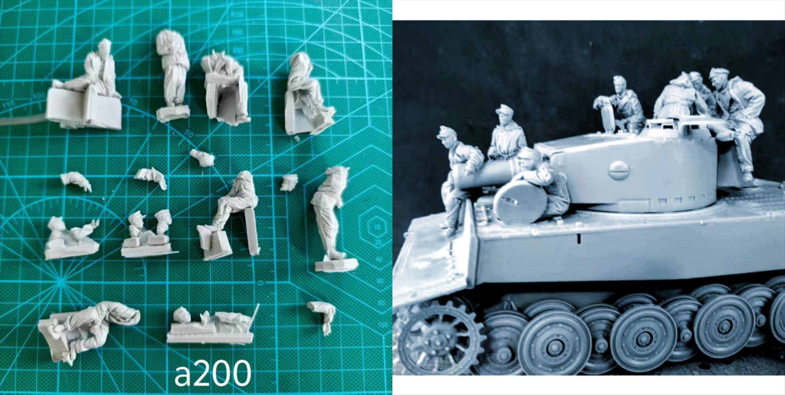 TRUEGRIS 1/35 WWII German Tank Soldier Resin Model Kit Unpainted and Unassembled (7 people, no tank) //k3w9J4