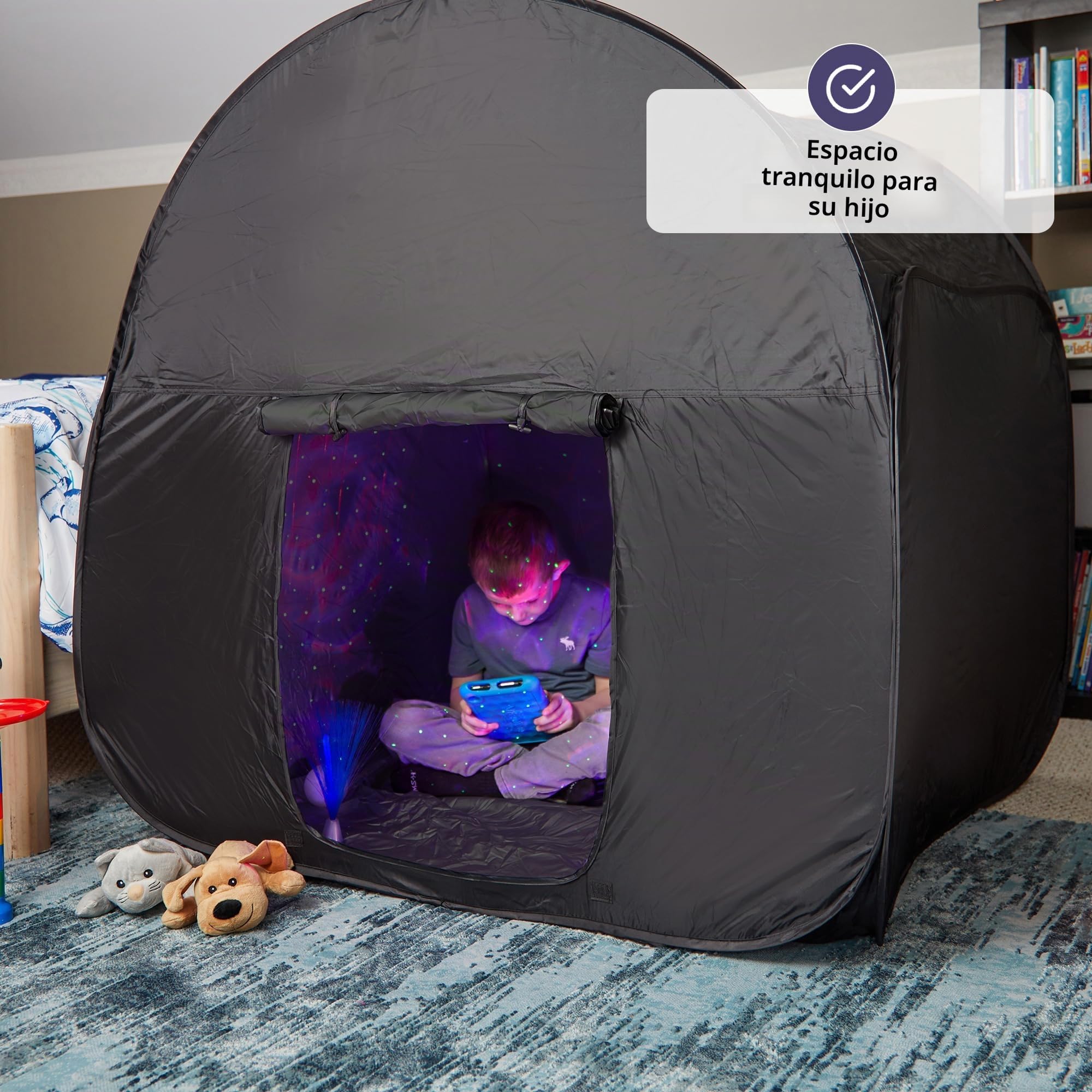 Tienda Sensorial | Rincón De Calma para Que Los Niños Jueguen Y Se Relajen | Ayuda En Autismo, TPS, Ansiedad Y Concentración | Tienda Sensorial Negra para Niños Autistas | Doble