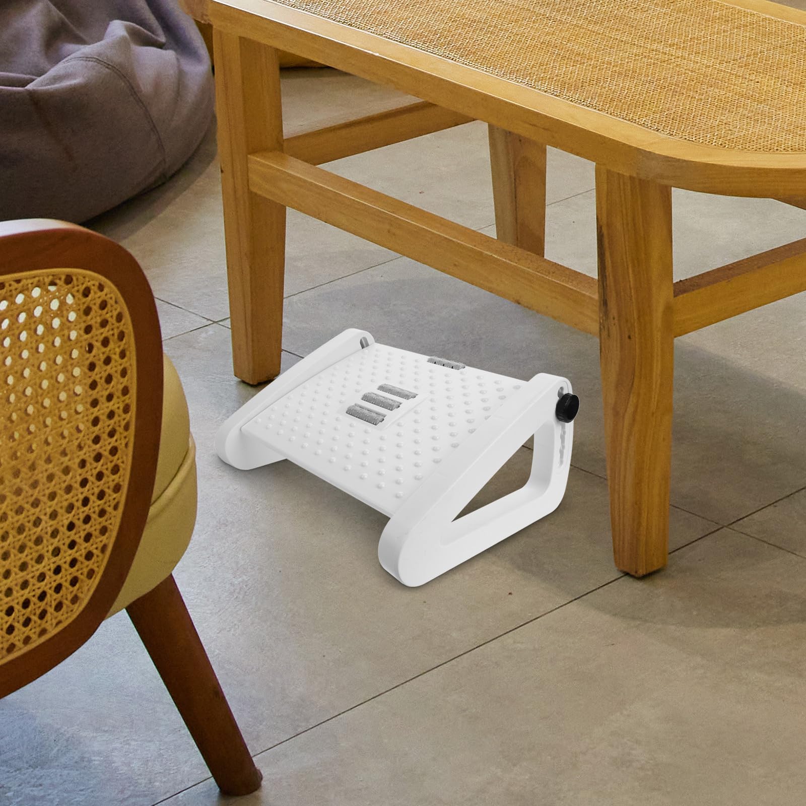 Garneck Reposapiés Buena Capacidad de Carga y Resistencia Presión Ergonómico Ajustable de Plástico Blanco para Oficina Adecuado para Trabajo y Descanso