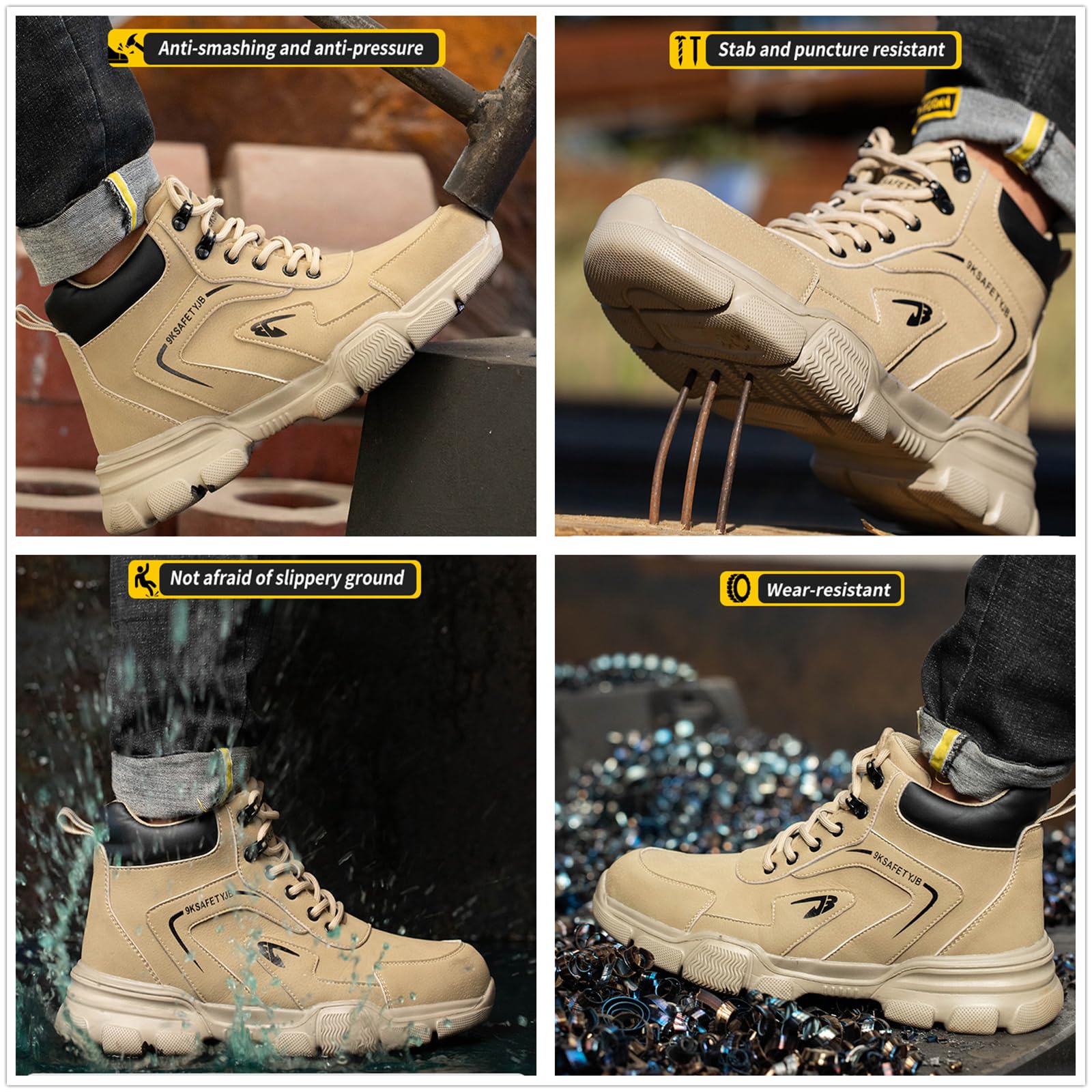Winter Arbeitsschuhe Herren Wasserdicht Leicht Sicherheitsschuhe Damen Stahlkappenschuhe rutschfeste Sicherheitsstiefel mit Warm Gefüttert
