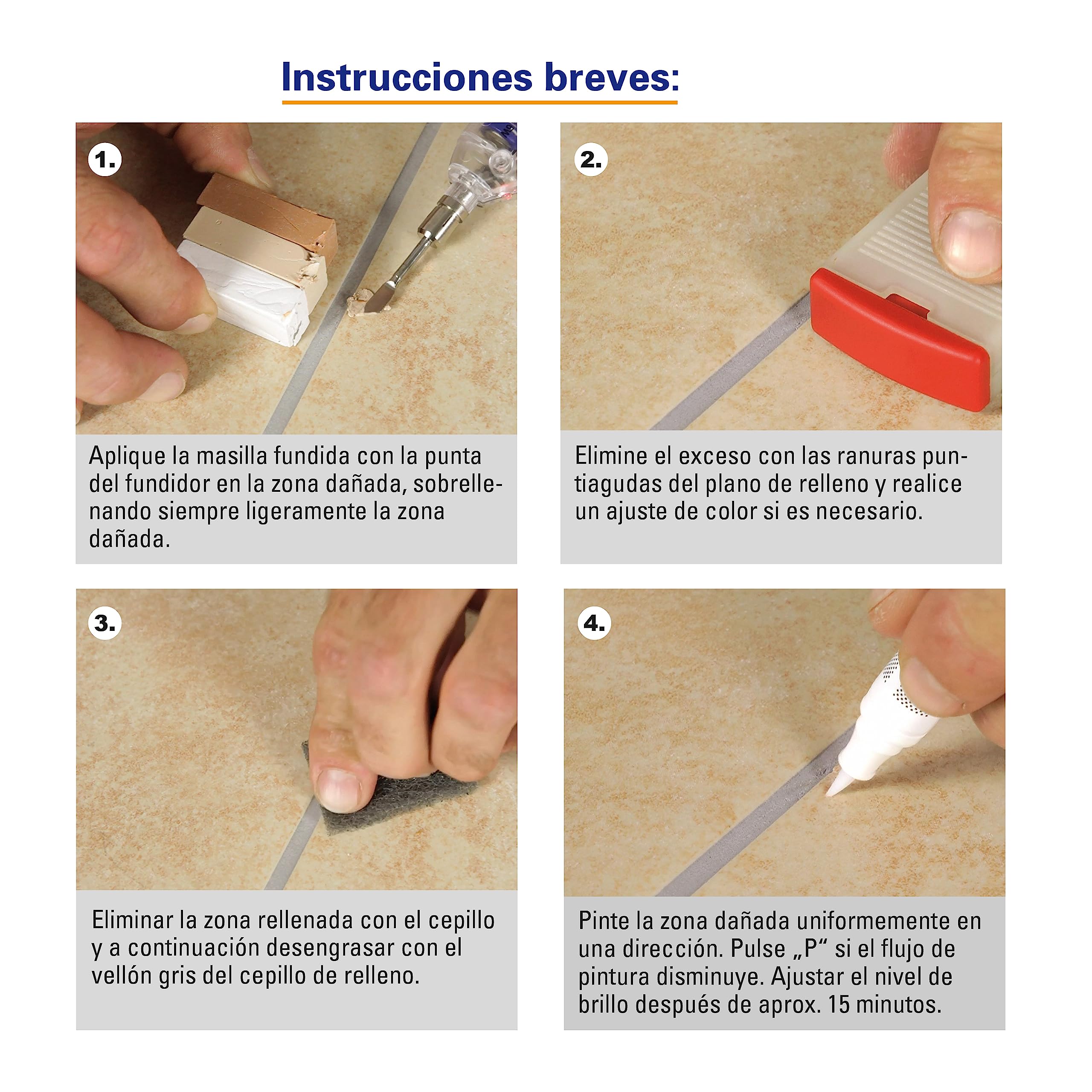 Karl Dahm Kit de Reparación de Azulejos para Paredes y Suelos I Kit de Reparación de Azulejos para Retocar y Reparar Azulejos y Gres Porcelánico I Reparación Perfecta Incluye Sellador – 12090