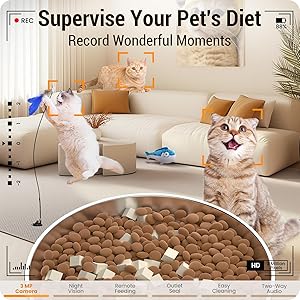 Automatic Cat Feeder with HD Camera: 5G WiFi Automatic Dog Feeder with Night Vision, 5L Timed Auto Cat Food Dispenser with APP for Pet, Detachable for Easy Clean-21 Cups